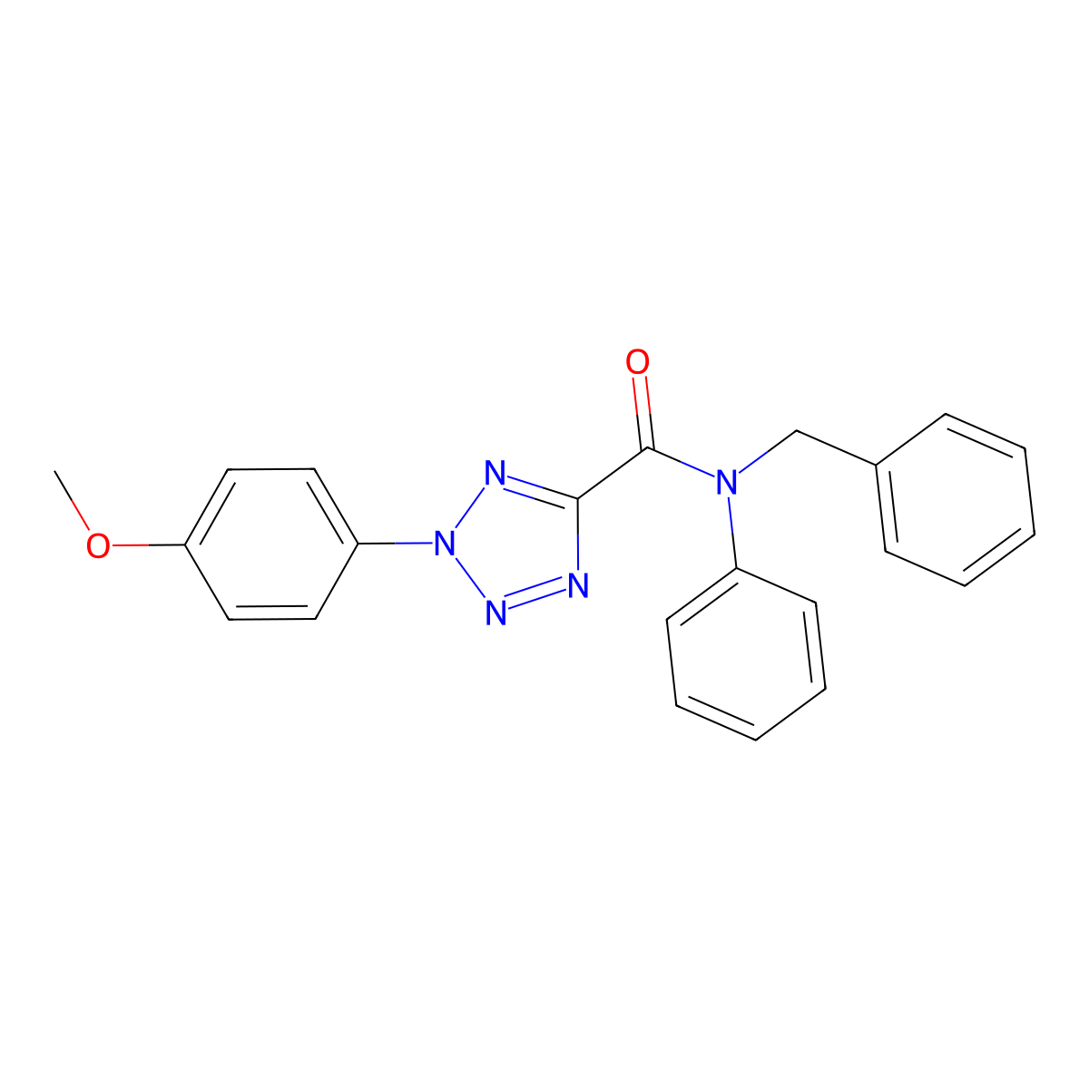 N-benzyl-2-(4-methoxyphenyl)-N-phenyl-2H-tetrazole-5-carboxamide molecular structure, CAS 1396685-38-3
