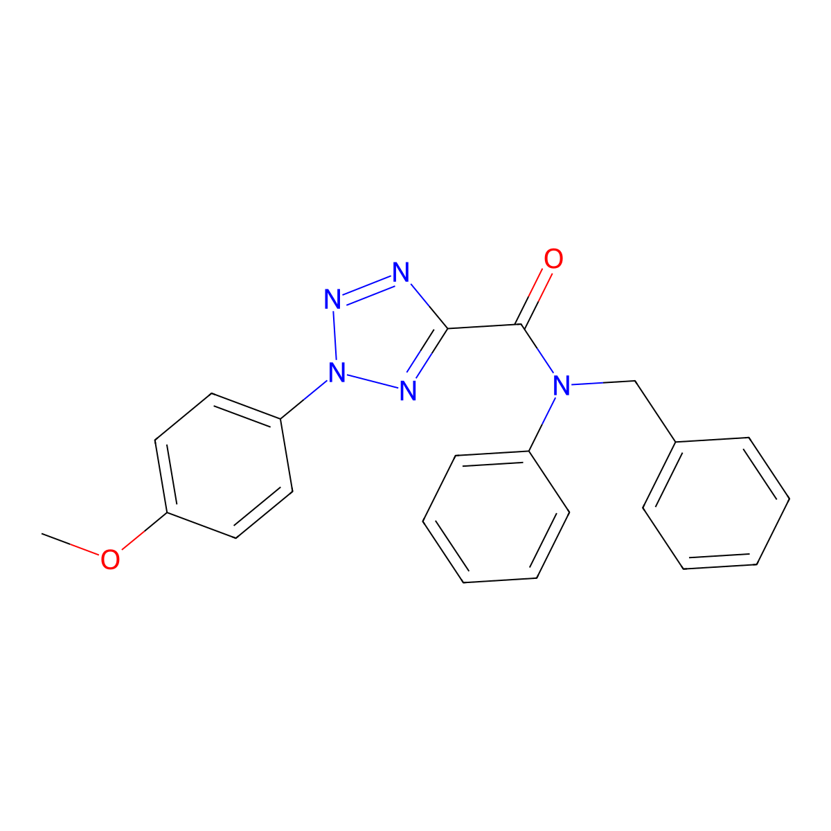 N-benzyl-2-(4-methoxyphenyl)-N-phenyl-2H-tetrazole-5-carboxamide molecular structure, CAS 1396685-38-3