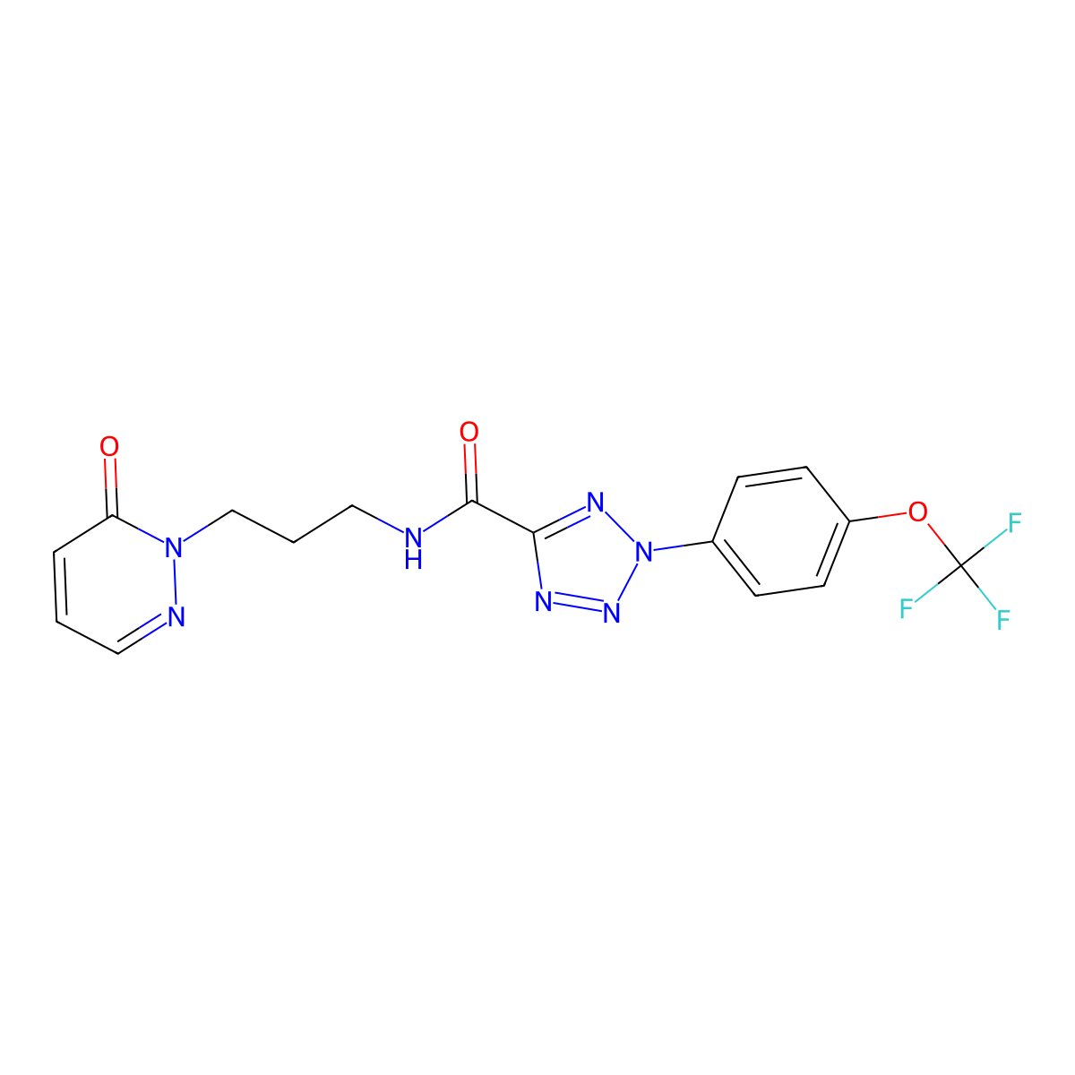 N-(3-(6-oxopyridazin-1(6H)-yl)propyl)-2-(4-(trifluoromethoxy)phenyl)-2H-tetrazole-5-carboxamide molecular structure, CAS 1396685-47-4