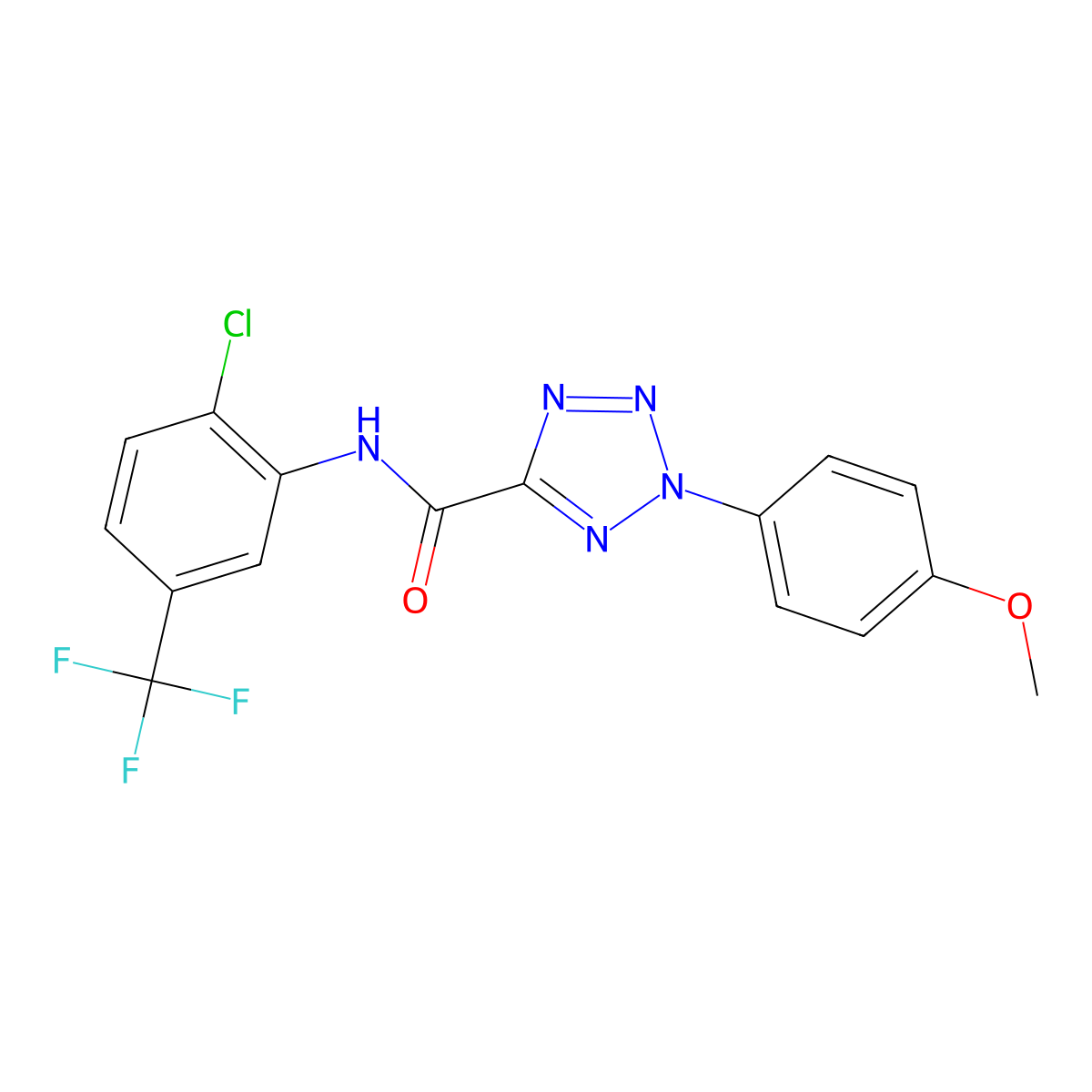 N-(2-chloro-5-(trifluoromethyl)phenyl)-2-(4-methoxyphenyl)-2H-tetrazole-5-carboxamide molecular structure, CAS 1396685-53-2