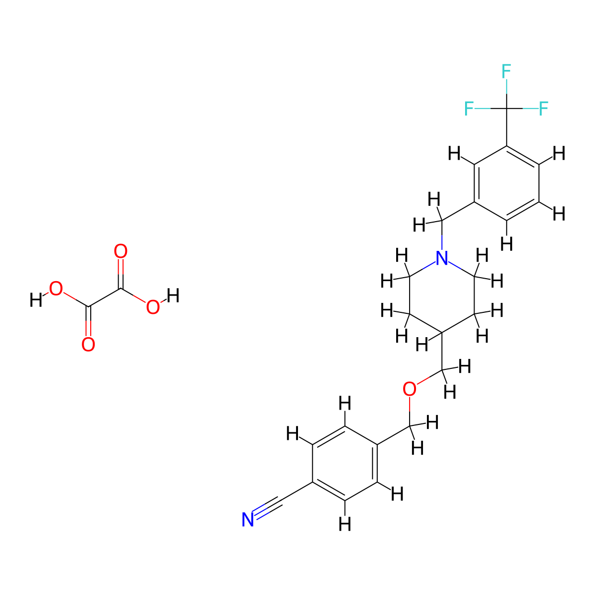 4-(((1-(3-(Trifluoromethyl)benzyl)piperidin-4-yl)methoxy)methyl)benzonitrile oxalate molecular structure, CAS 1396685-58-7