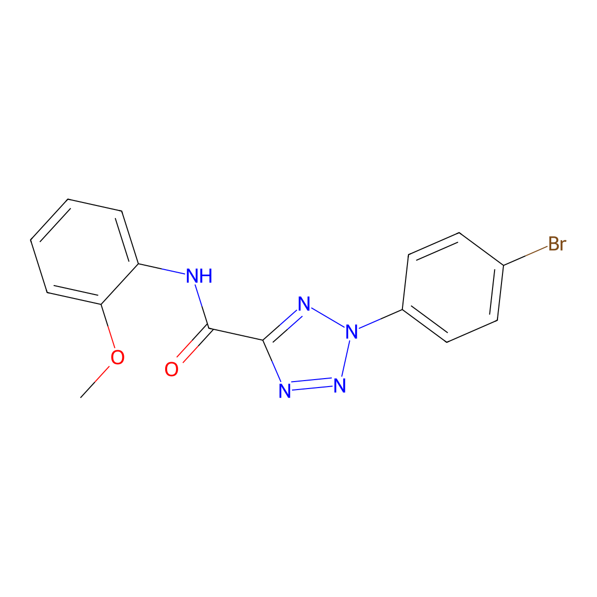 2-(4-bromophenyl)-N-(2-methoxyphenyl)-2H-tetrazole-5-carboxamide molecular structure, CAS 1396685-60-1