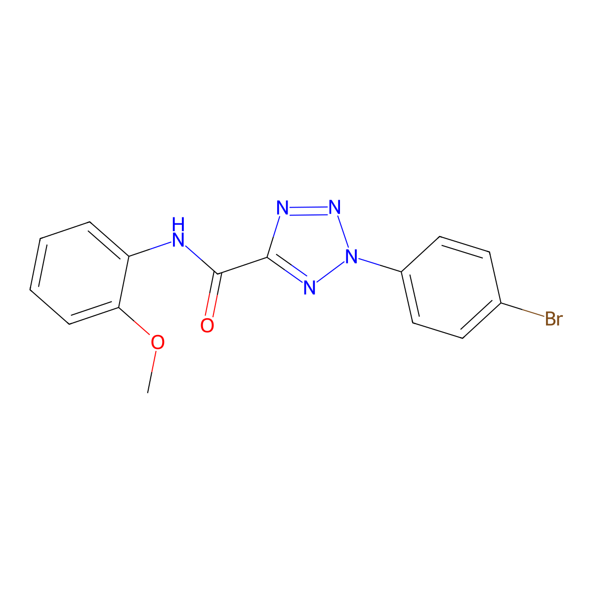 2-(4-bromophenyl)-N-(2-methoxyphenyl)-2H-tetrazole-5-carboxamide molecular structure, CAS 1396685-60-1