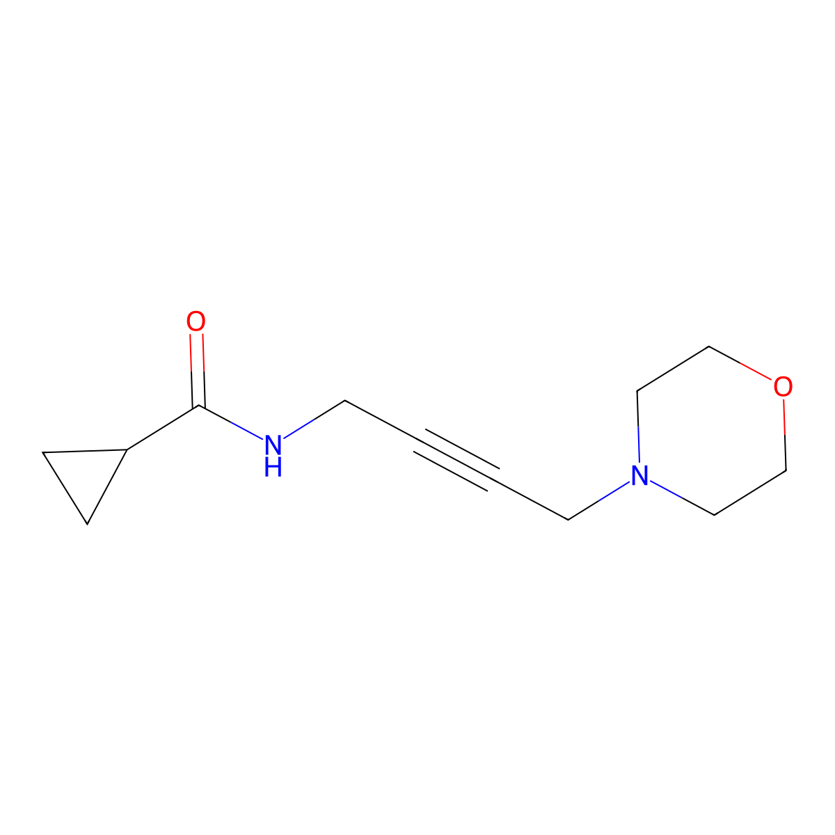 N-(4-morpholinobut-2-yn-1-yl)cyclopropanecarboxamide molecular structure, CAS 1396685-61-2