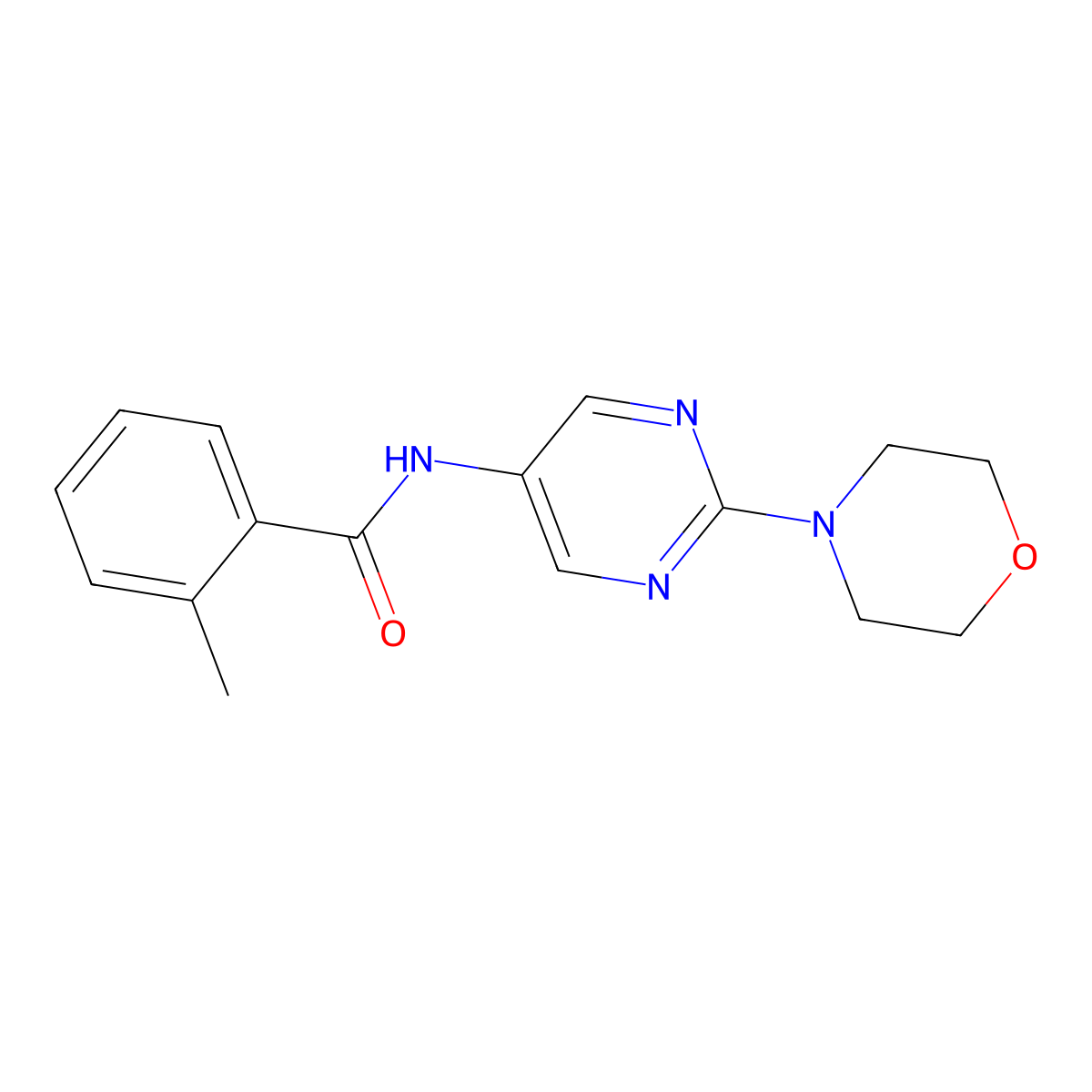 2-methyl-N-(2-morpholinopyrimidin-5-yl)benzamide molecular structure, CAS 1396685-63-4