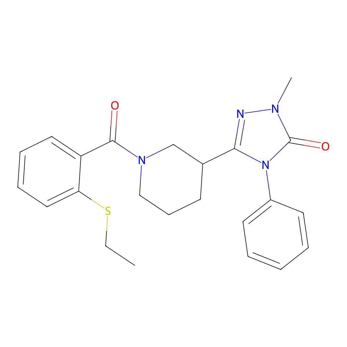 3-(1-(2-(ethylthio)benzoyl)piperidin-3-yl)-1-methyl-4-phenyl-1H-1,2,4-triazol-5(4H)-one molecular structure, CAS 1396685-67-8