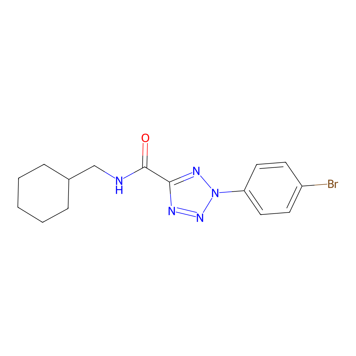 2-(4-bromophenyl)-N-(cyclohexylmethyl)-2H-tetrazole-5-carboxamide molecular structure, CAS 1396685-69-0