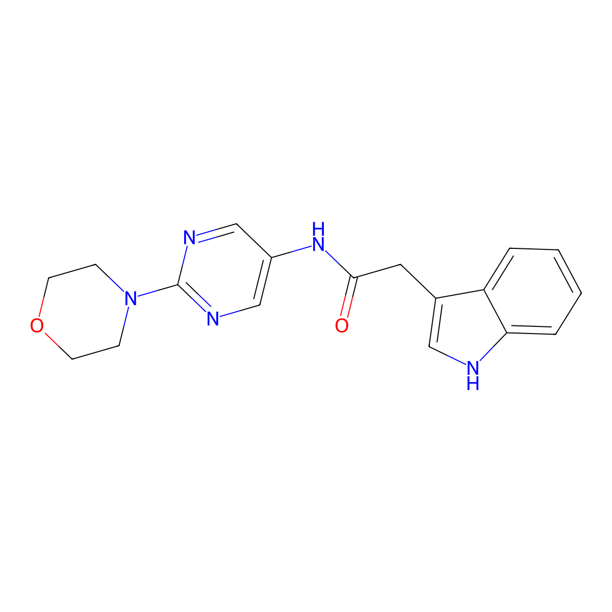2-(1H-indol-3-yl)-N-(2-morpholinopyrimidin-5-yl)acetamide molecular structure, CAS 1396685-70-3