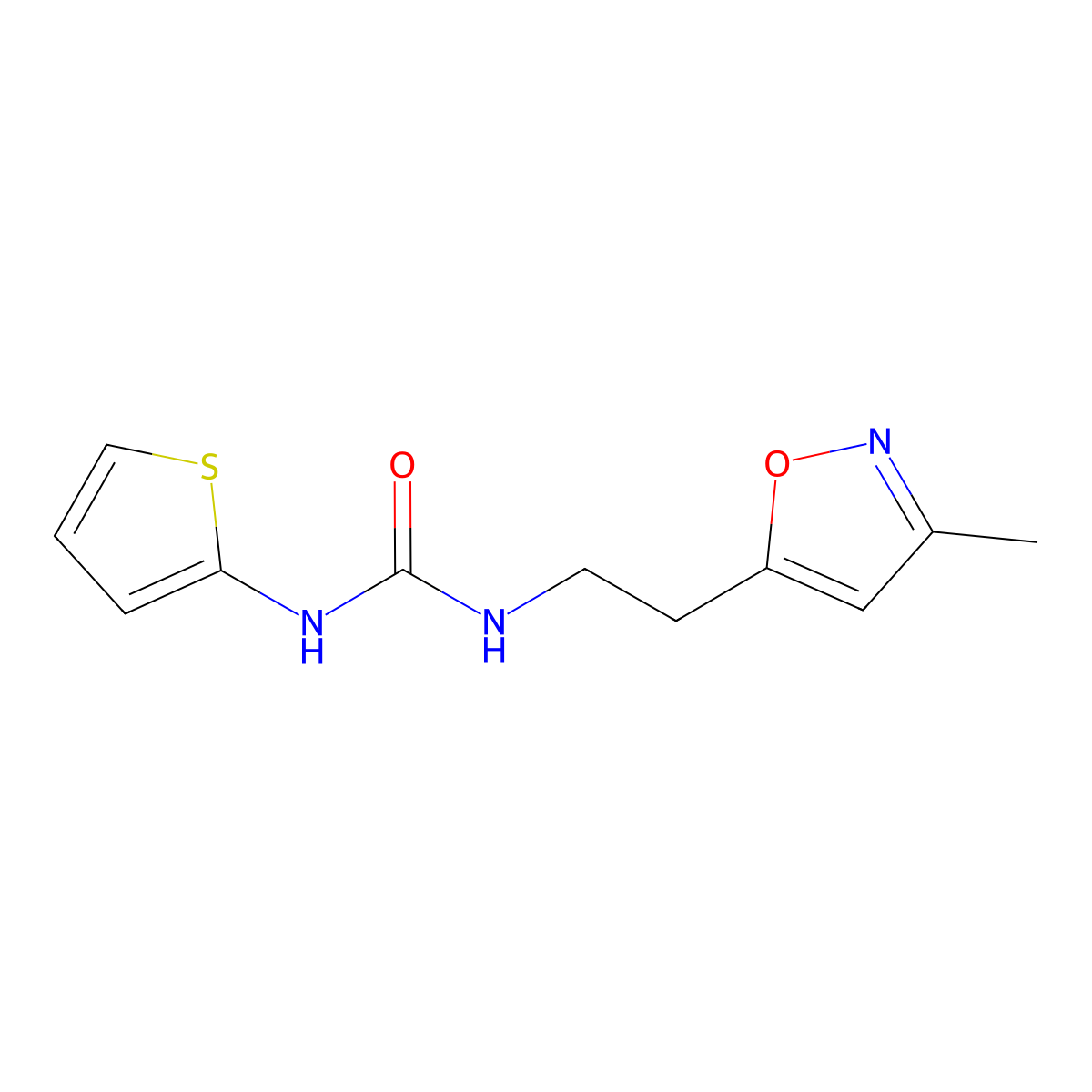 1-(2-(3-Methylisoxazol-5-yl)ethyl)-3-(thiophen-2-yl)urea molecular structure, CAS 1396685-72-5