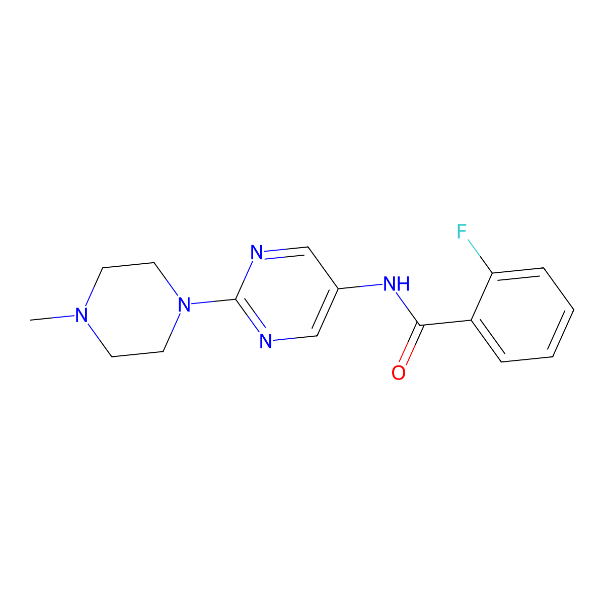 2-fluoro-N-[2-(4-methylpiperazin-1-yl)pyrimidin-5-yl]benzamide molecular structure, CAS 1396685-78-1