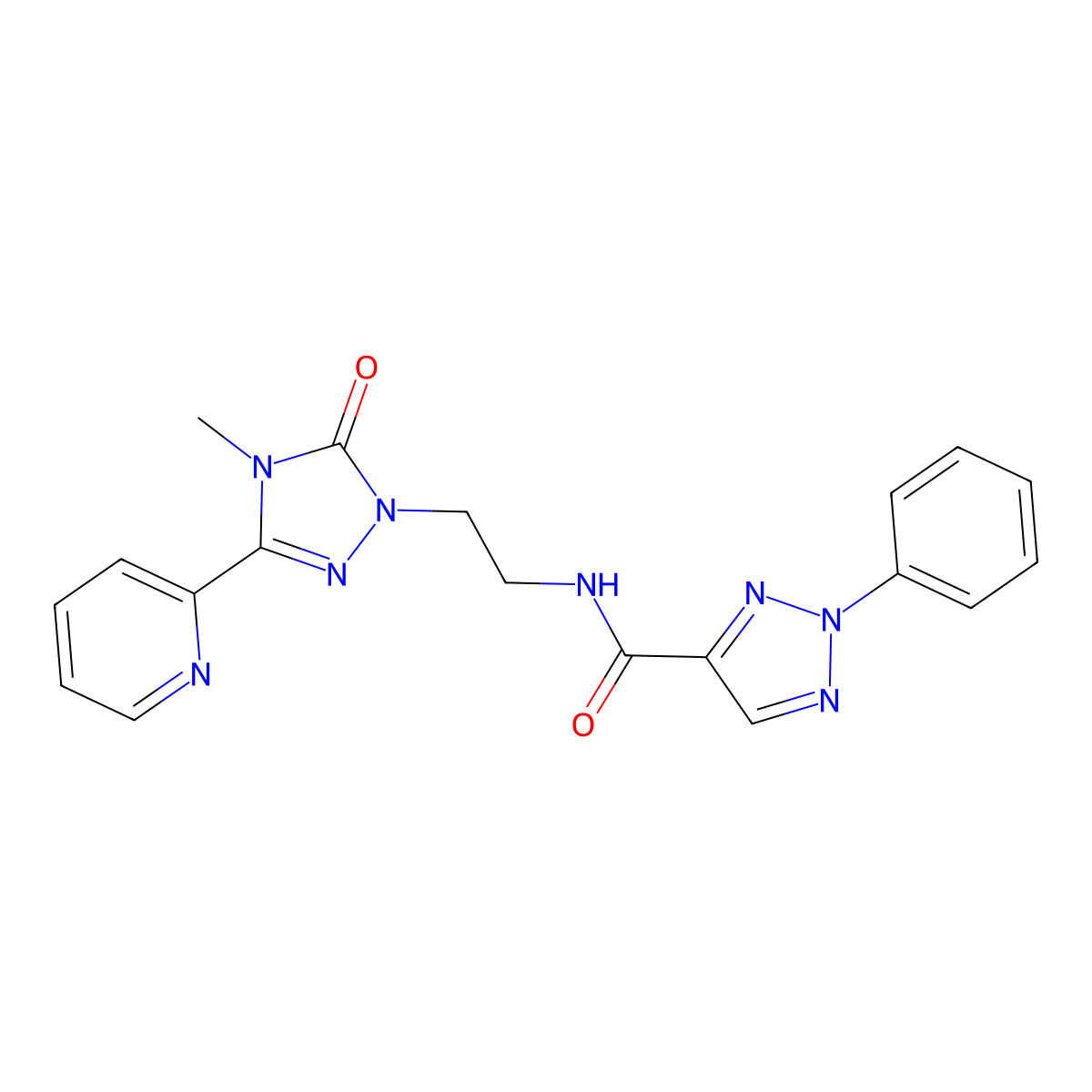 N-{2-[4-methyl-5-oxo-3-(pyridin-2-yl)-4,5-dihydro-1H-1,2,4-triazol-1-yl]ethyl}-2-phenyl-2H-1,2,3-triazole-4-carboxamide molecular structure, CAS 1396685-83-8