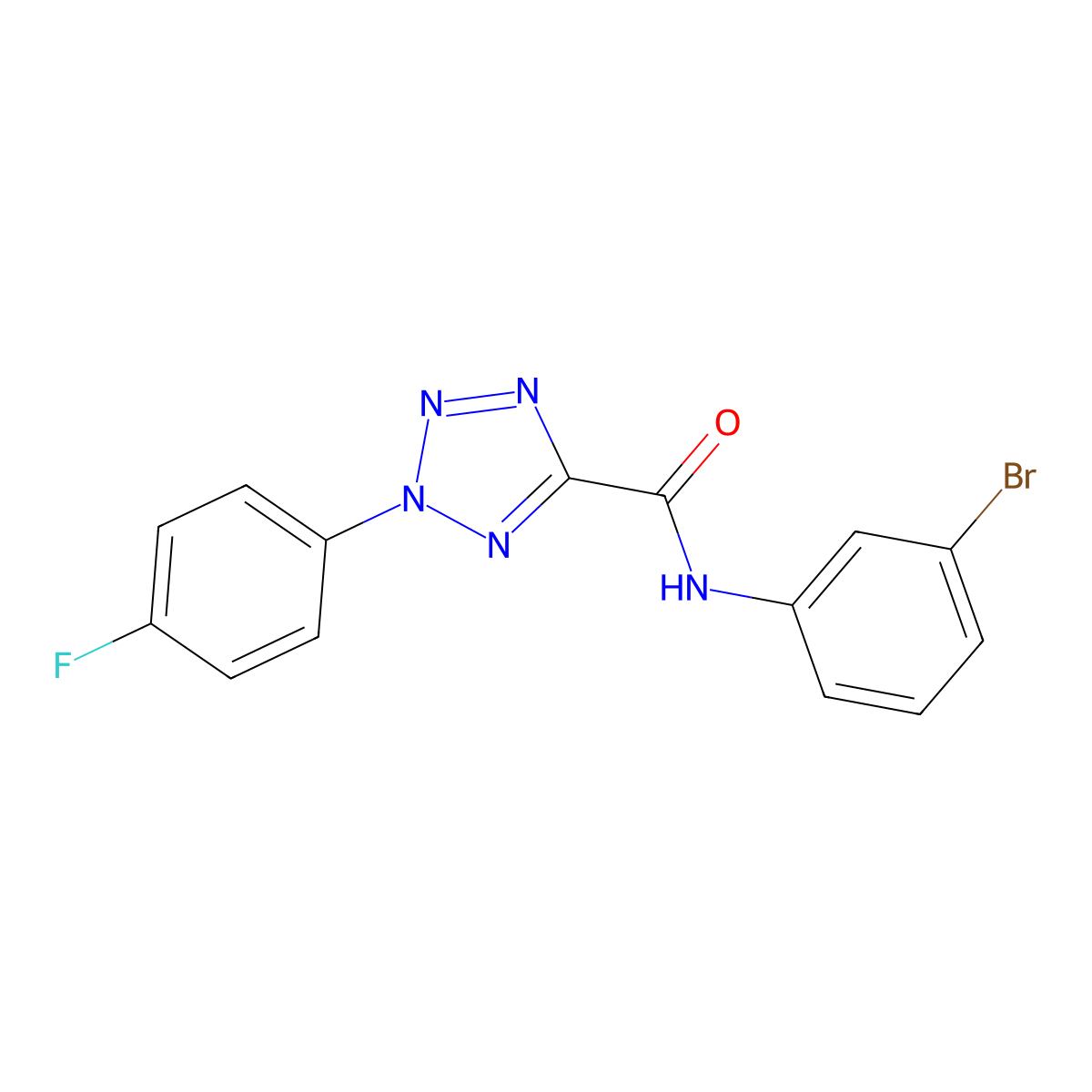 N-(3-bromophenyl)-2-(4-fluorophenyl)-2H-tetrazole-5-carboxamide molecular structure, CAS 1396685-89-4