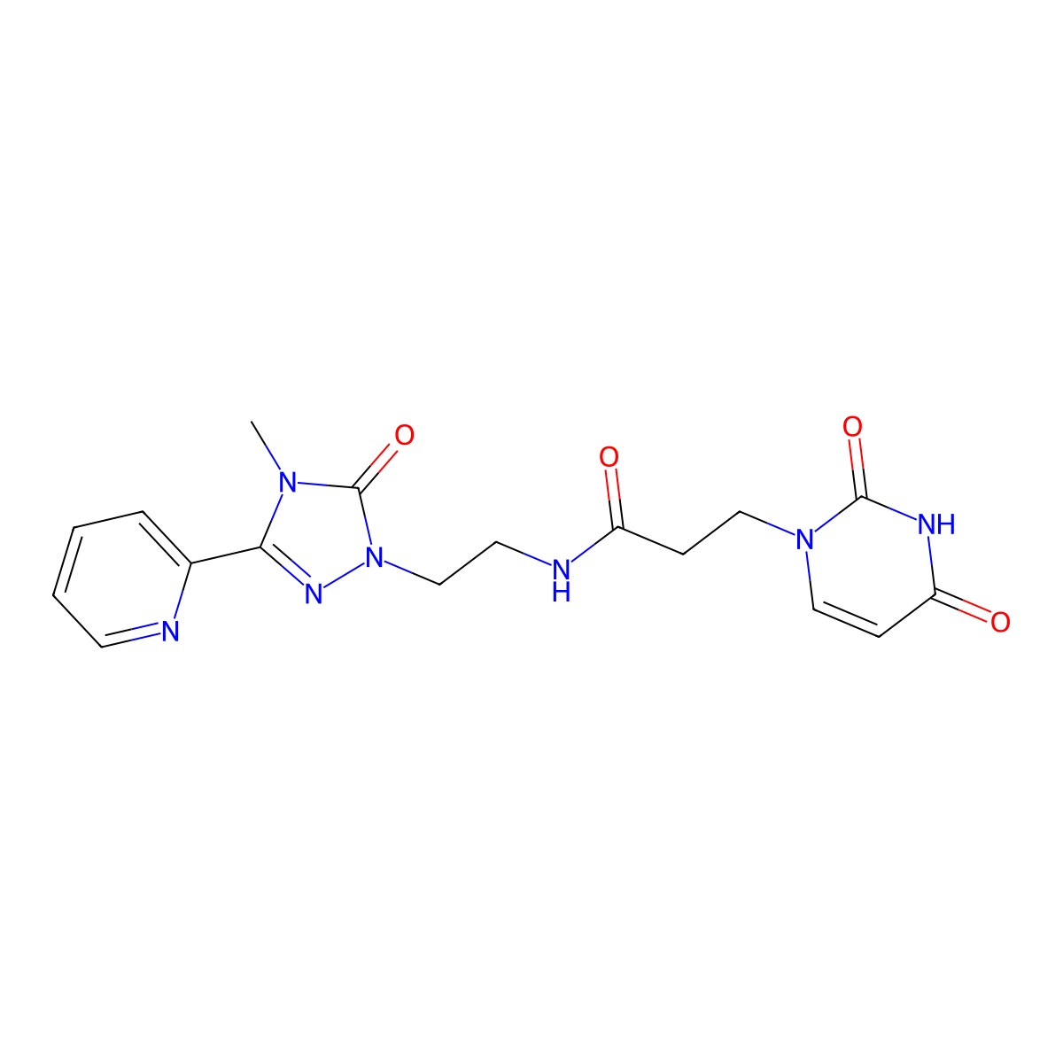 3-(2,4-dioxo-3,4-dihydropyrimidin-1(2H)-yl)-N-(2-(4-methyl-5-oxo-3-(pyridin-2-yl)-4,5-dihydro-1H-1,2,4-triazol-1-yl)ethyl)propanamide molecular structure, CAS 1396685-92-9