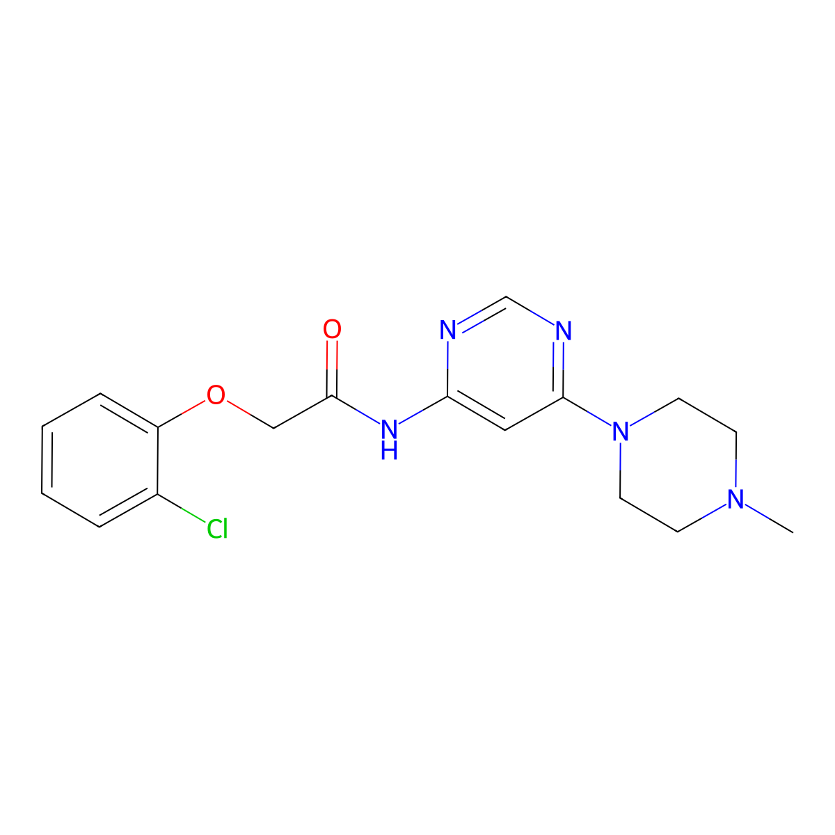 2-(2-chlorophenoxy)-N-[6-(4-methylpiperazin-1-yl)pyrimidin-4-yl]acetamide molecular structure, CAS 1396685-96-3