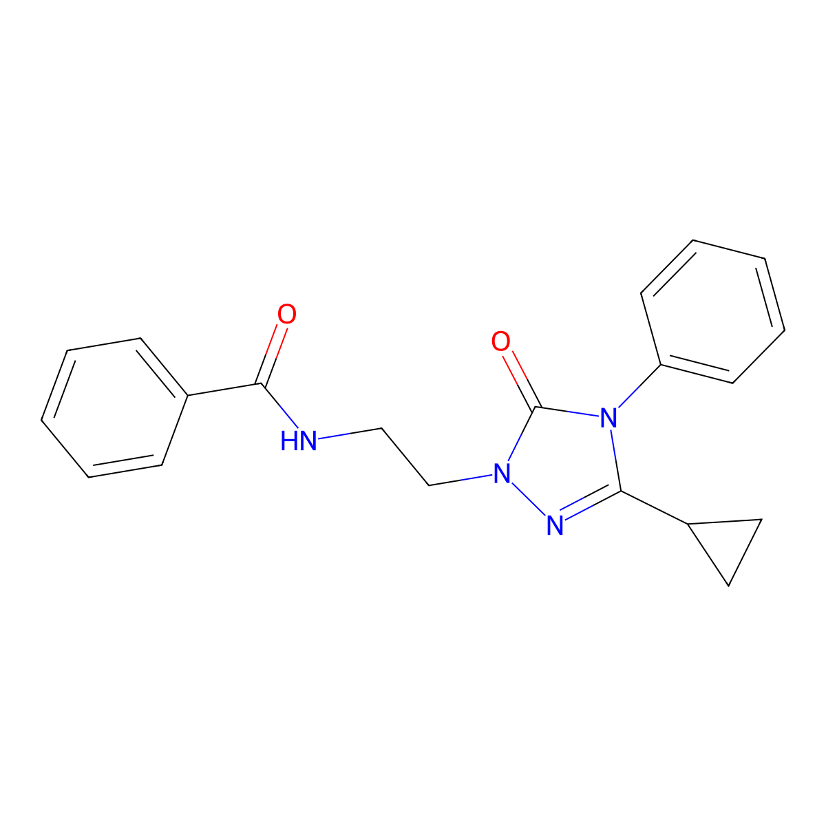 N-(2-(3-cyclopropyl-5-oxo-4-phenyl-4,5-dihydro-1H-1,2,4-triazol-1-yl)ethyl)benzamide molecular structure, CAS 1396686-10-4