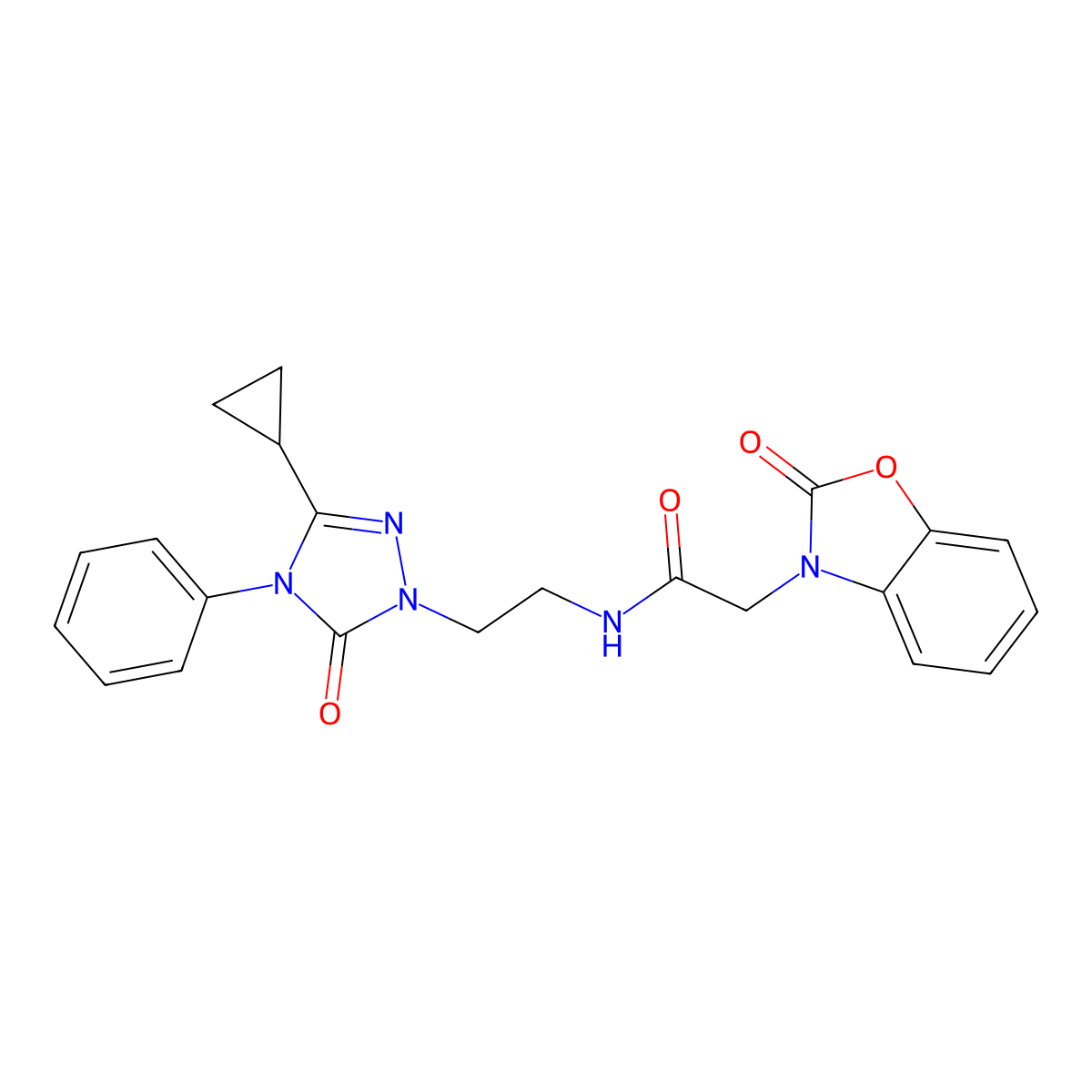 N-(2-(3-cyclopropyl-5-oxo-4-phenyl-4,5-dihydro-1H-1,2,4-triazol-1-yl)ethyl)-2-(2-oxobenzo[d]oxazol-3(2H)-yl)acetamide molecular structure, CAS 1396686-12-6