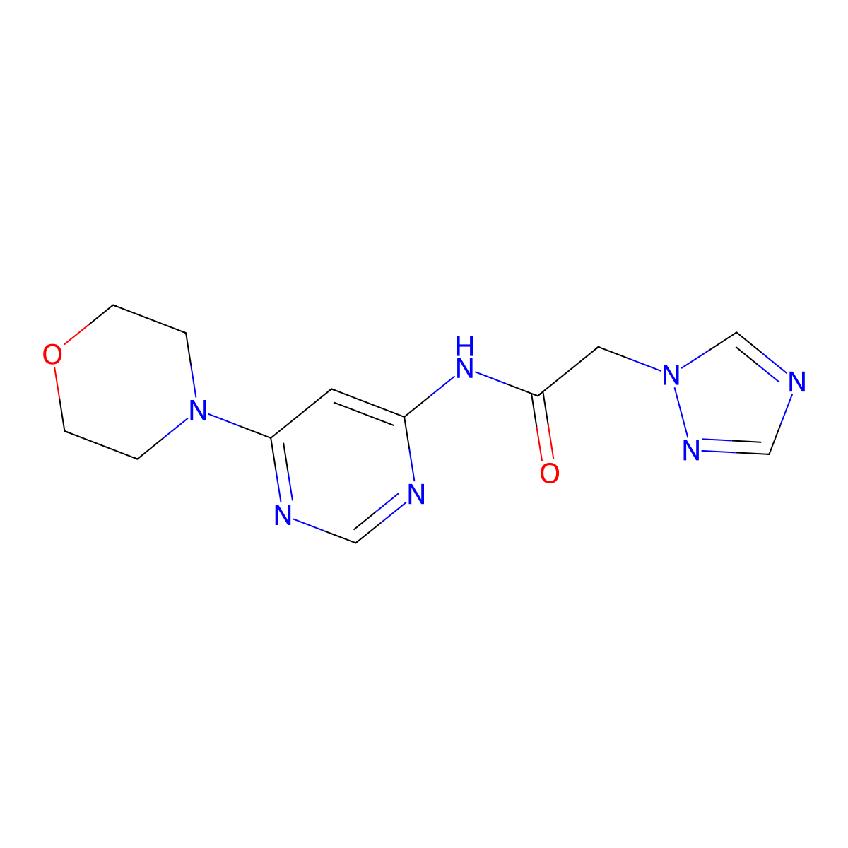 N-(6-morpholinopyrimidin-4-yl)-2-(1H-1,2,4-triazol-1-yl)acetamide molecular structure, CAS 1396686-15-9
