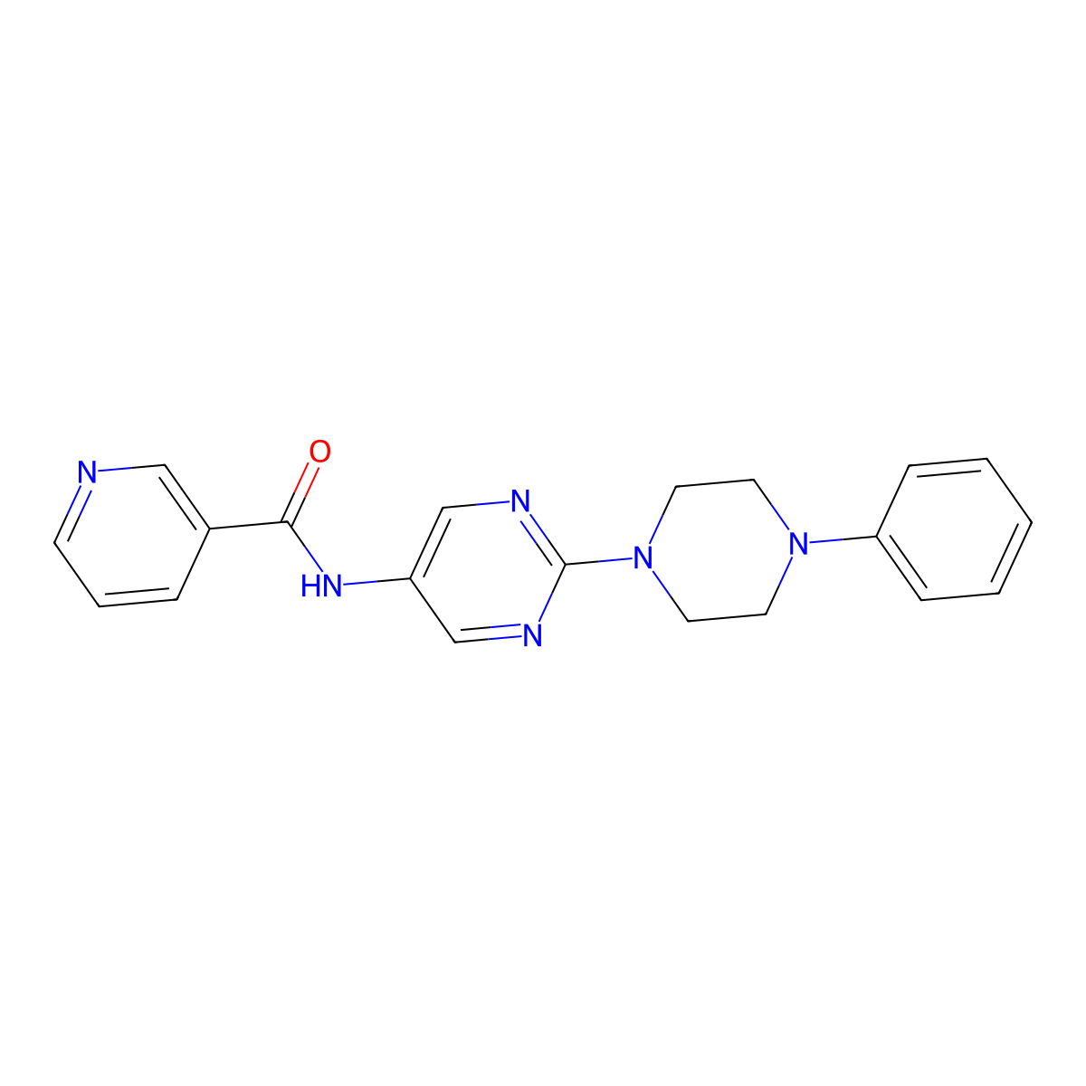 N-(2-(4-phenylpiperazin-1-yl)pyrimidin-5-yl)nicotinamide molecular structure, CAS 1396686-19-3