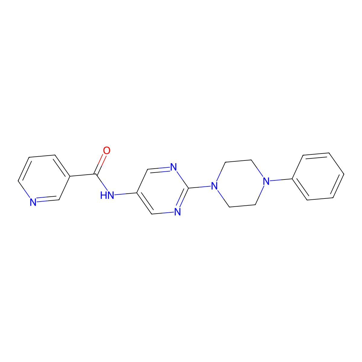 N-(2-(4-phenylpiperazin-1-yl)pyrimidin-5-yl)nicotinamide molecular structure, CAS 1396686-19-3
