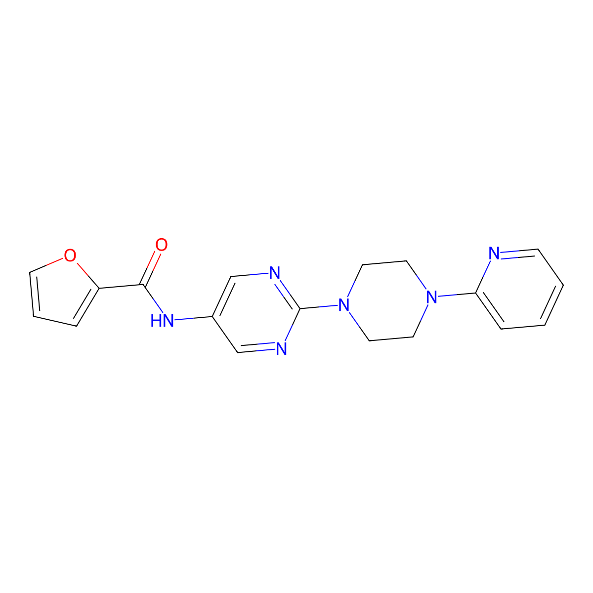N-{2-[4-(pyridin-2-yl)piperazin-1-yl]pyrimidin-5-yl}furan-2-carboxamide molecular structure, CAS 1396686-21-7