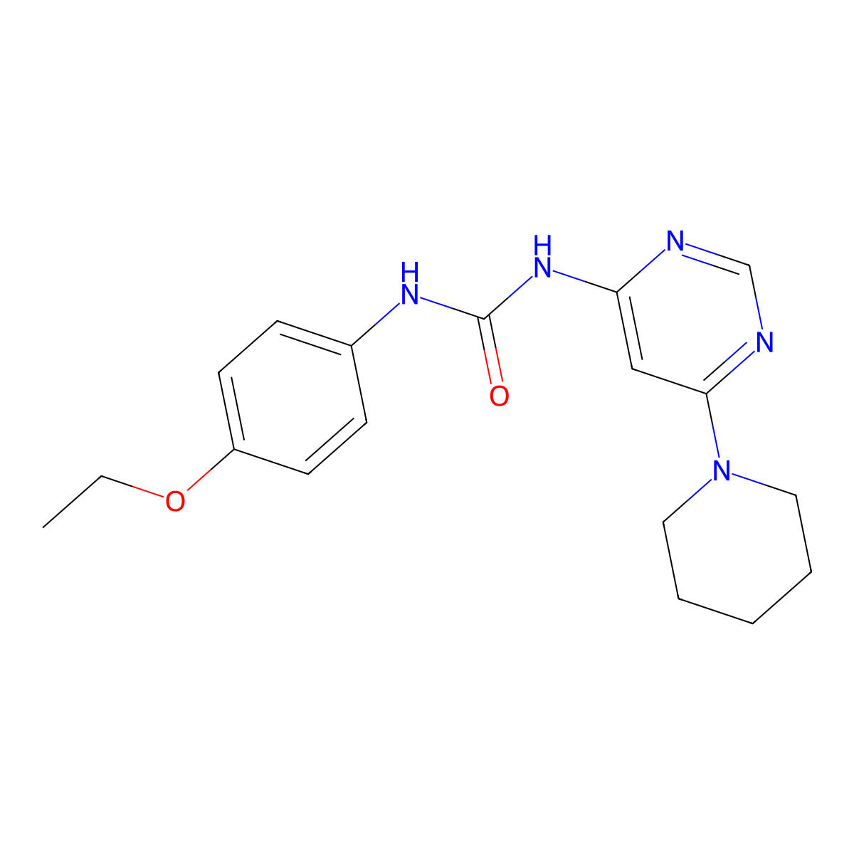 1-(4-Ethoxyphenyl)-3-(6-(piperidin-1-yl)pyrimidin-4-yl)urea molecular structure, CAS 1396686-24-0