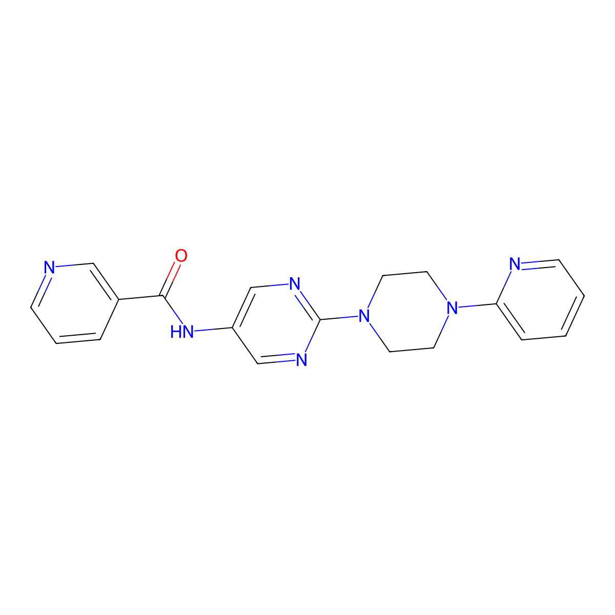 N-(2-(4-(pyridin-2-yl)piperazin-1-yl)pyrimidin-5-yl)nicotinamide molecular structure, CAS 1396686-25-1