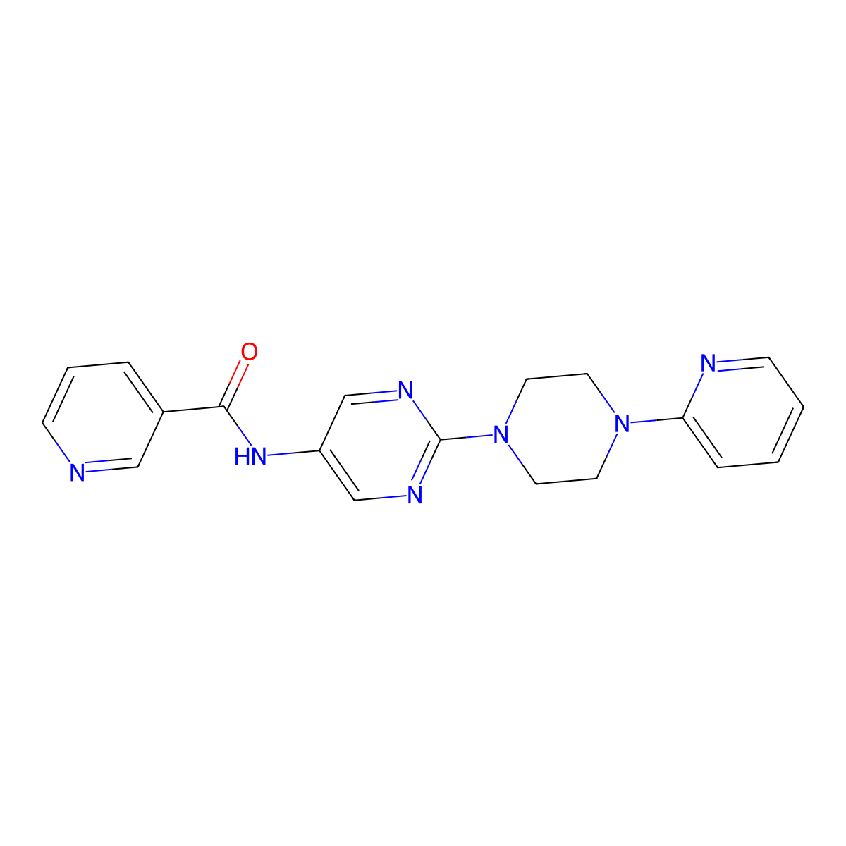 N-(2-(4-(pyridin-2-yl)piperazin-1-yl)pyrimidin-5-yl)nicotinamide molecular structure, CAS 1396686-25-1