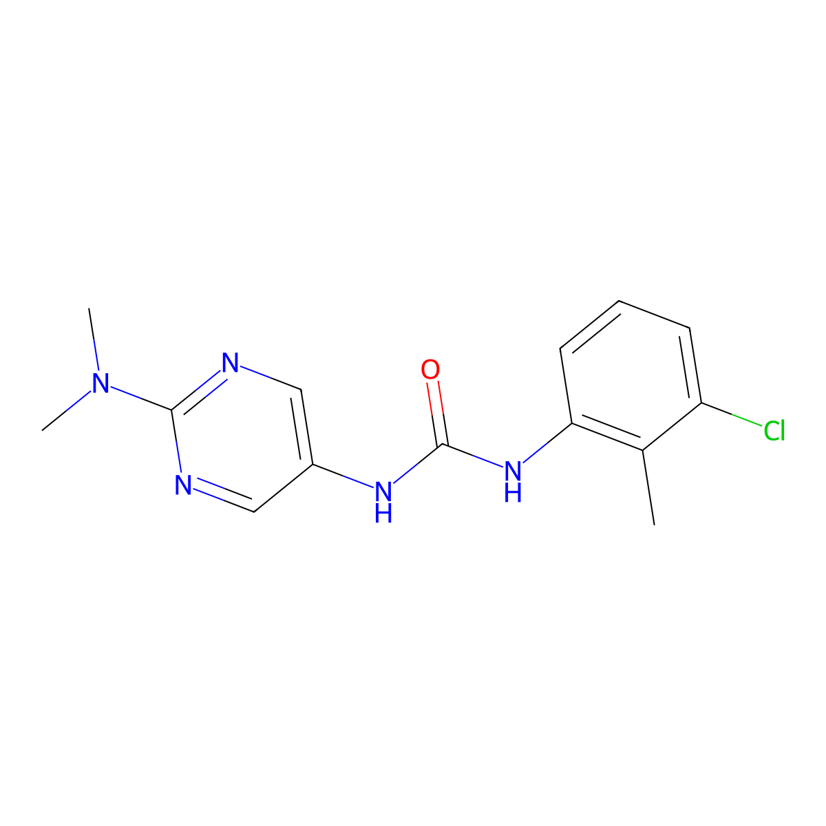 1-(3-Chloro-2-methylphenyl)-3-[2-(dimethylamino)pyrimidin-5-yl]urea molecular structure, CAS 1396686-28-4