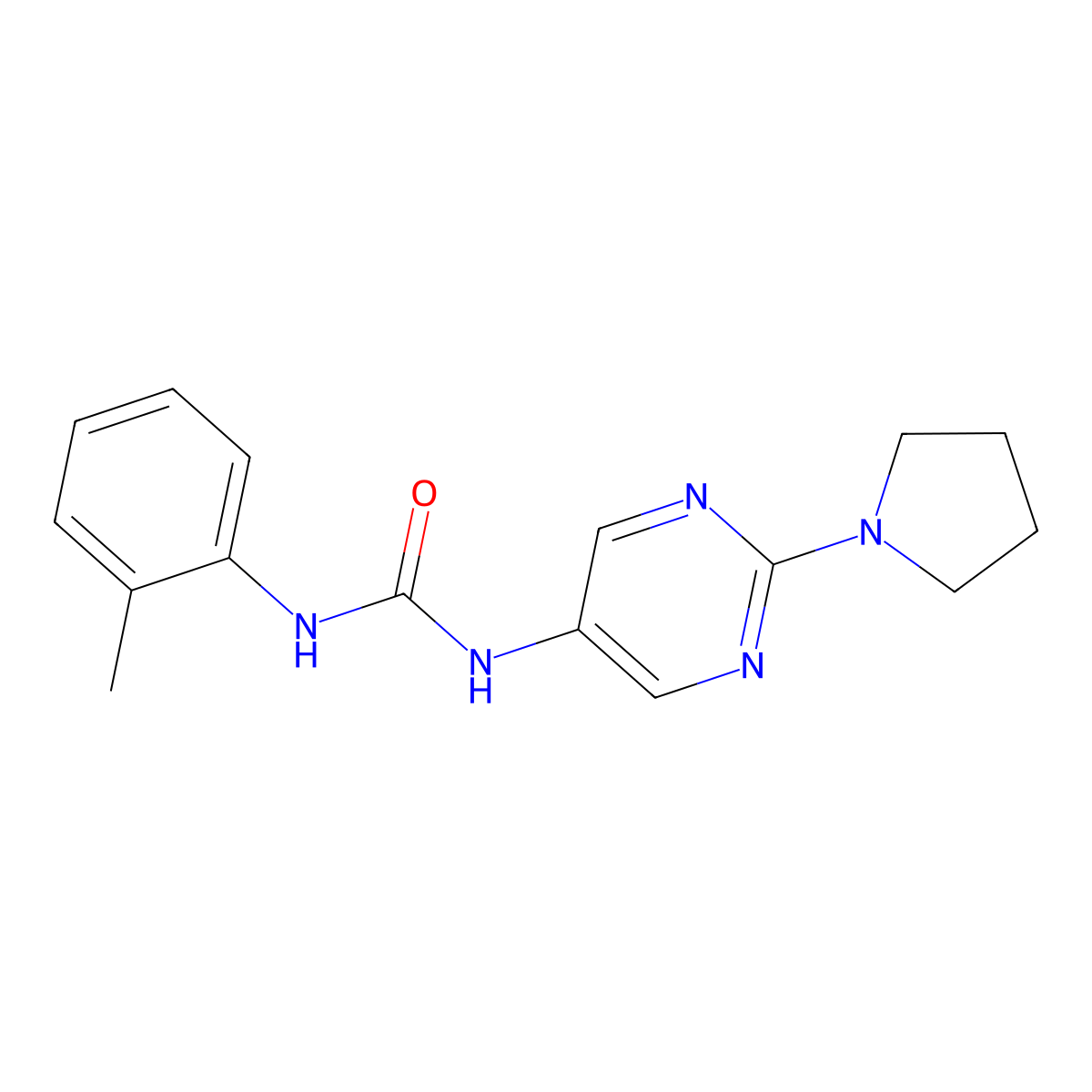 1-(2-(Pyrrolidin-1-yl)pyrimidin-5-yl)-3-(o-tolyl)urea molecular structure, CAS 1396686-31-9