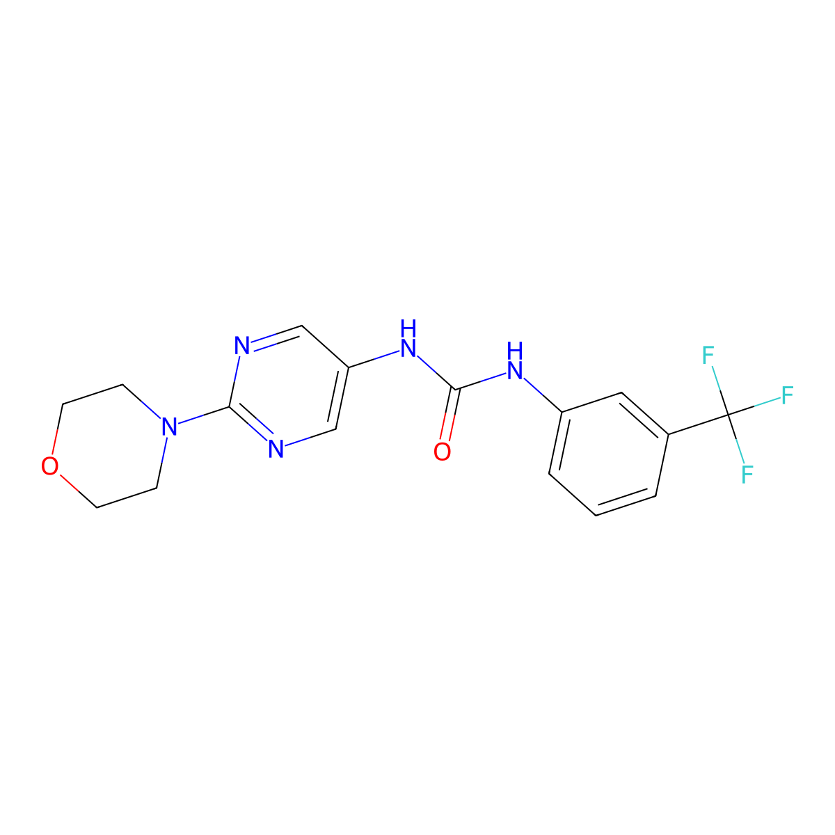 1-(2-Morpholinopyrimidin-5-yl)-3-(3-(trifluoromethyl)phenyl)urea molecular structure, CAS 1396686-34-2