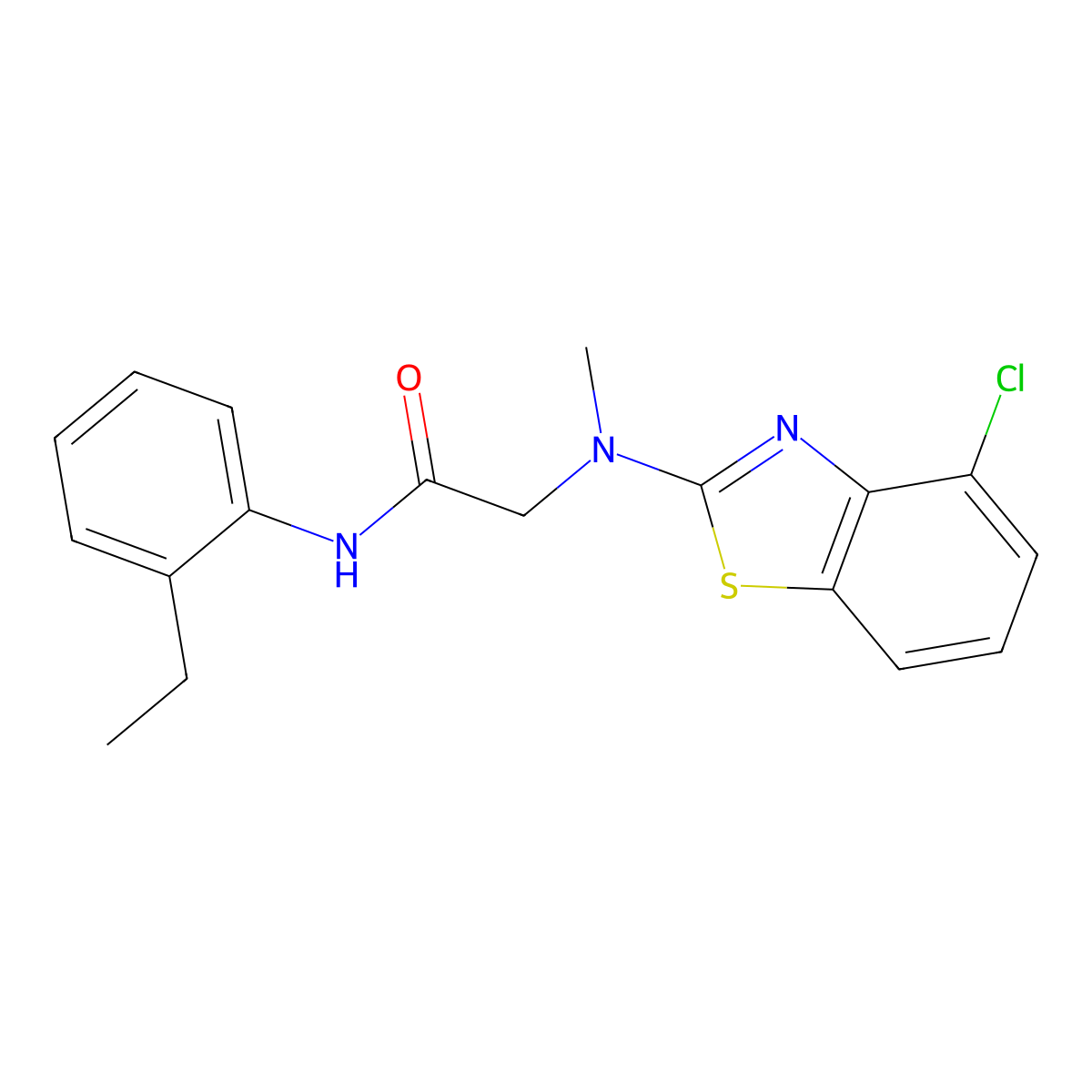 2-((4-chlorobenzo[d]thiazol-2-yl)(methyl)amino)-N-(2-ethylphenyl)acetamide molecular structure, CAS 1396686-40-0