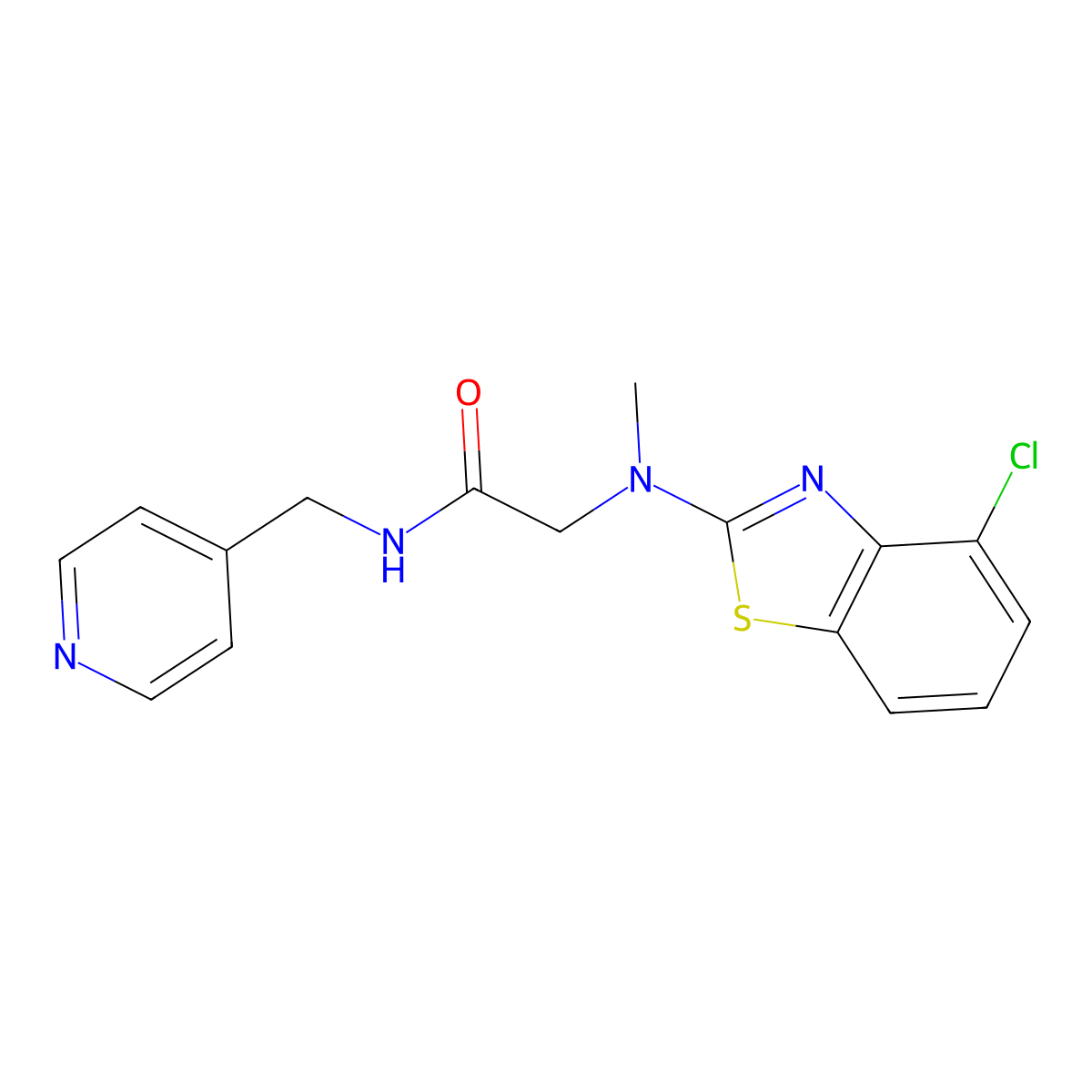 2-((4-chlorobenzo[d]thiazol-2-yl)(methyl)amino)-N-(pyridin-4-ylmethyl)acetamide molecular structure, CAS 1396686-44-4