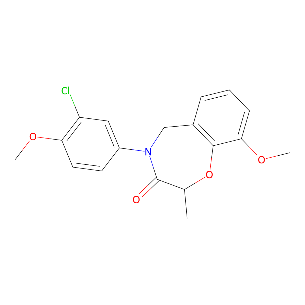 4-(3-chloro-4-methoxyphenyl)-9-methoxy-2-methyl-4,5-dihydro-1,4-benzoxazepin-3(2H)-one molecular structure, CAS 1396686-50-2