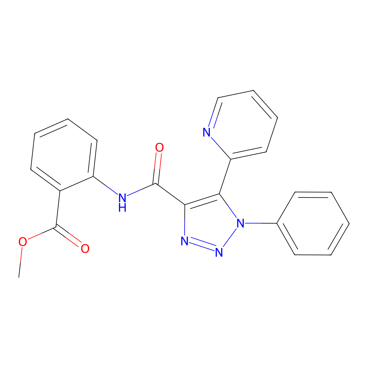 methyl 2-(1-phenyl-5-(pyridin-2-yl)-1H-1,2,3-triazole-4-carboxamido)benzoate molecular structure, CAS 1396686-51-3