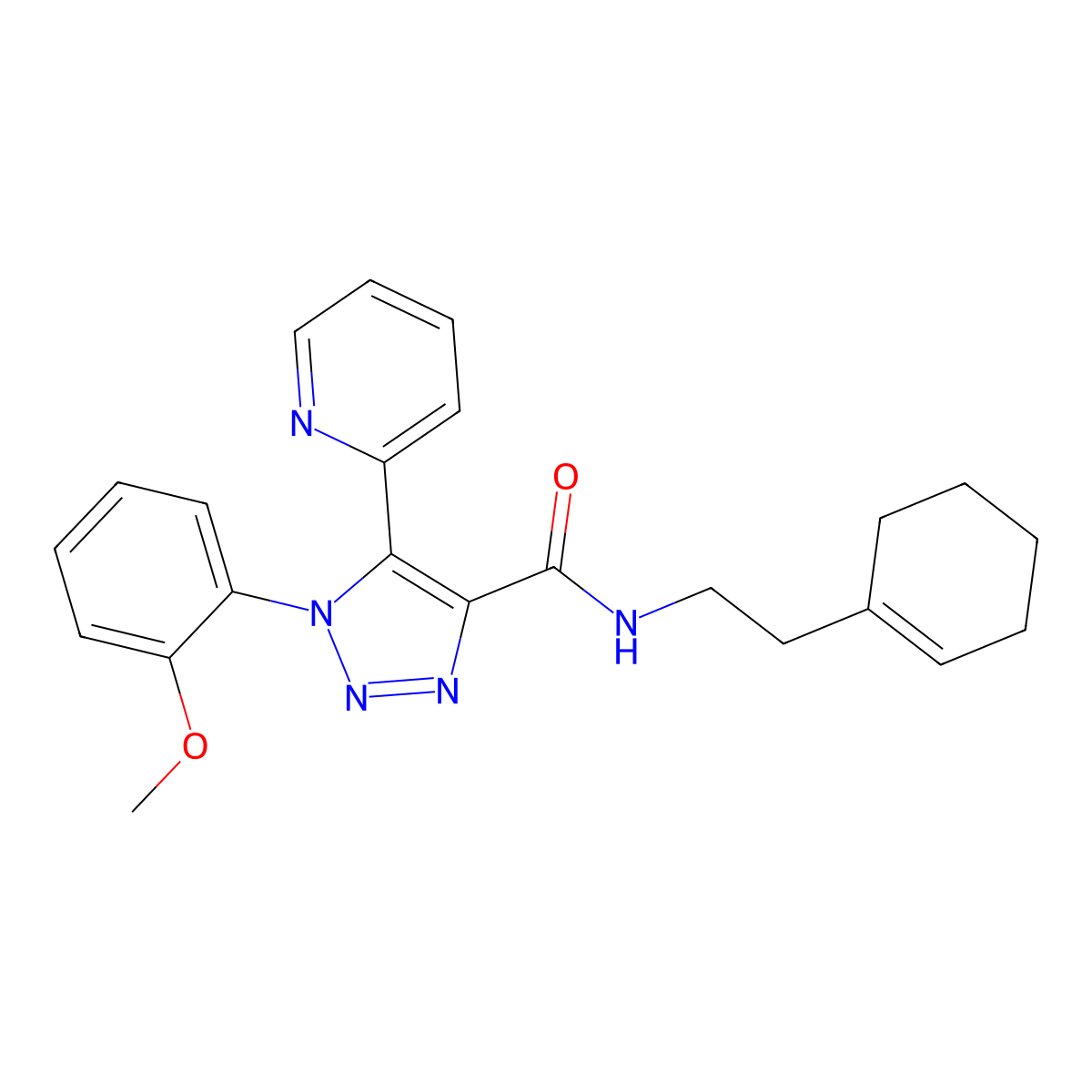 N-[2-(cyclohex-1-en-1-yl)ethyl]-1-(2-methoxyphenyl)-5-(pyridin-2-yl)-1H-1,2,3-triazole-4-carboxamide molecular structure, CAS 1396686-55-7