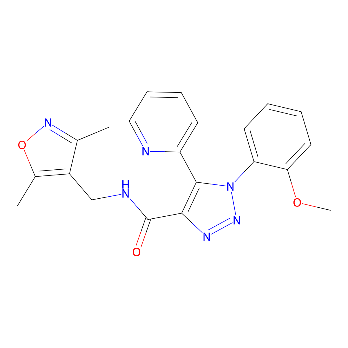 N-[(3,5-dimethylisoxazol-4-yl)methyl]-1-(2-methoxyphenyl)-5-pyridin-2-yl-1H-1,2,3-triazole-4-carboxamide molecular structure, CAS 1396686-56-8