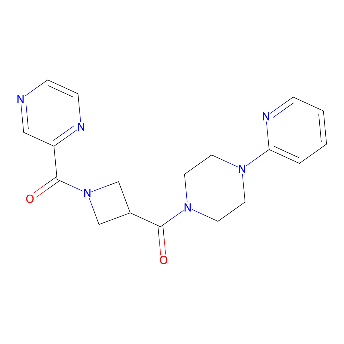 Pyrazin-2-yl(3-(4-(pyridin-2-yl)piperazine-1-carbonyl)azetidin-1-yl)methanone molecular structure, CAS 1396686-64-8