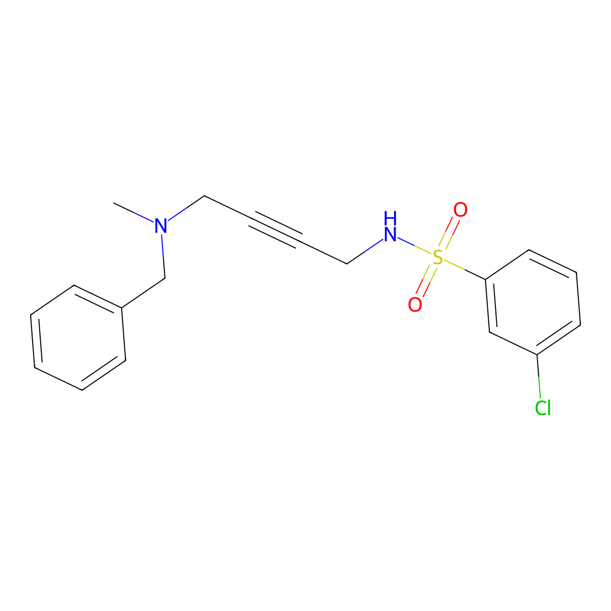 N-{4-[benzyl(methyl)amino]but-2-yn-1-yl}-3-chlorobenzene-1-sulfonamide molecular structure, CAS 1396686-65-9