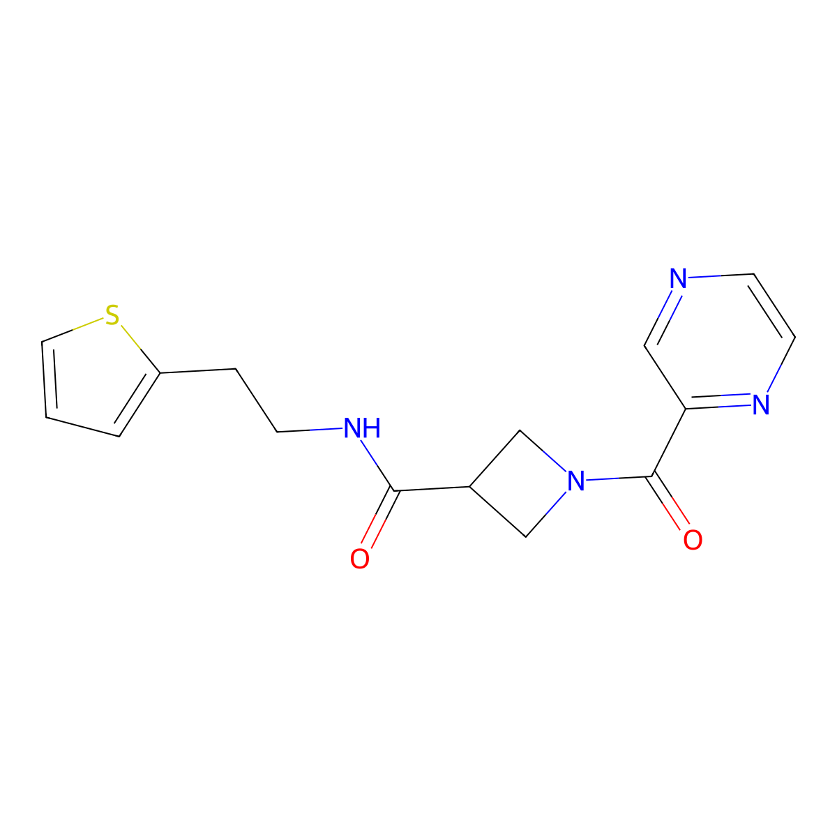 1-(pyrazine-2-carbonyl)-N-(2-(thiophen-2-yl)ethyl)azetidine-3-carboxamide molecular structure, CAS 1396686-68-2