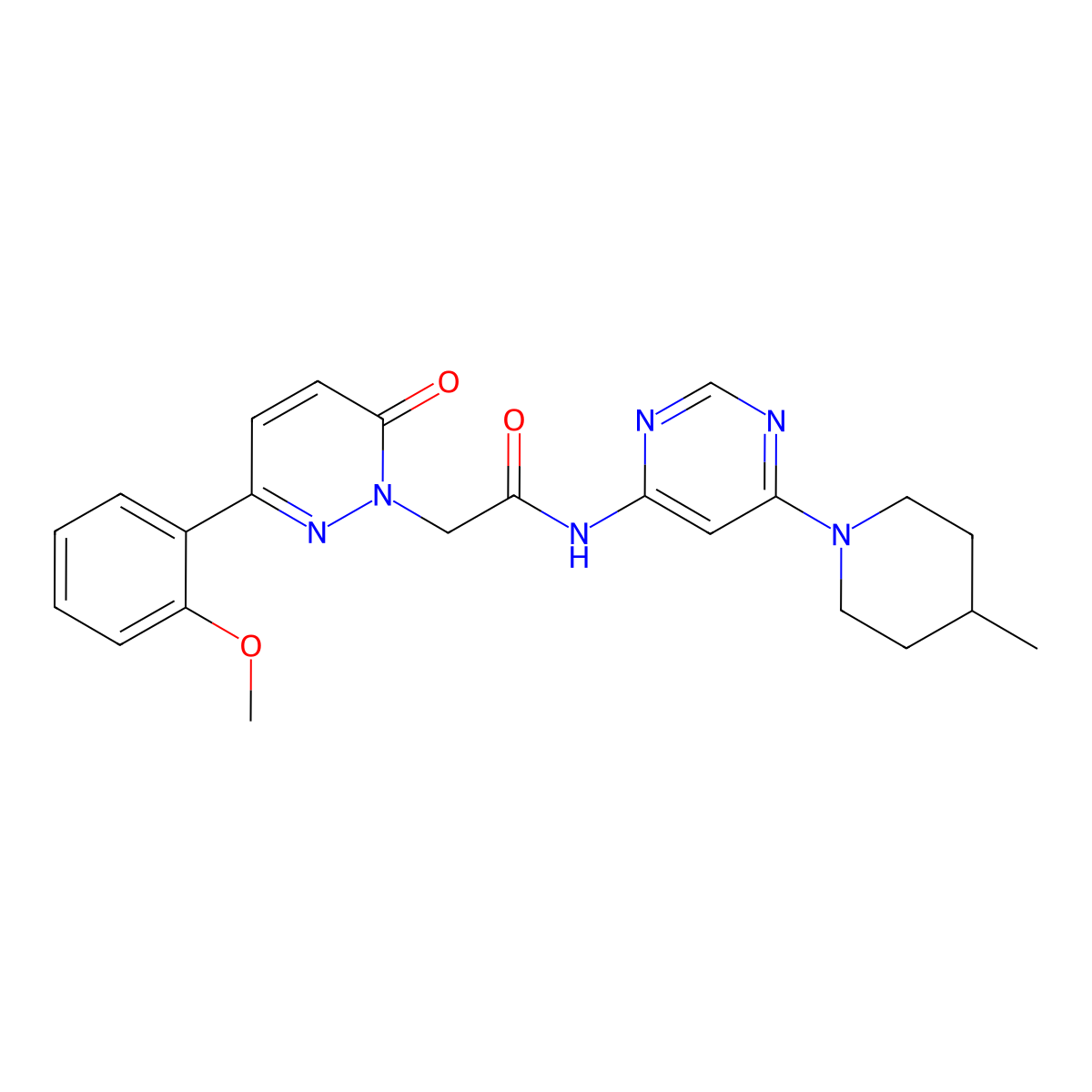 2-(3-(2-methoxyphenyl)-6-oxopyridazin-1(6H)-yl)-N-(6-(4-methylpiperidin-1-yl)pyrimidin-4-yl)acetamide molecular structure, CAS 1396686-79-5