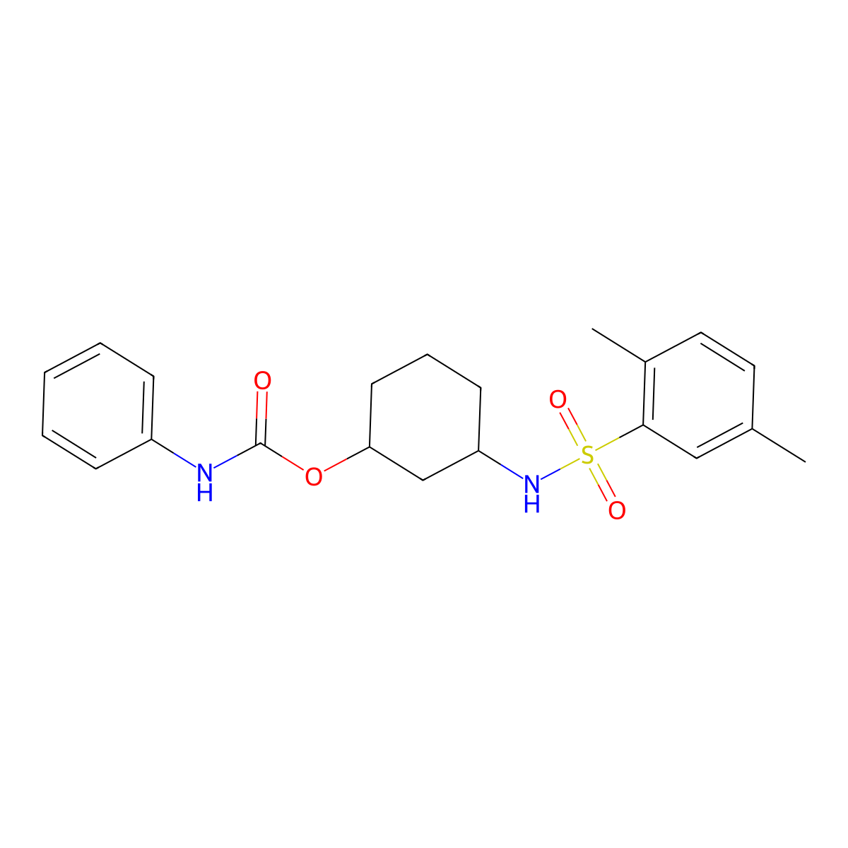 3-(2,5-Dimethylphenylsulfonamido)cyclohexyl phenylcarbamate molecular structure, CAS 1396686-93-3