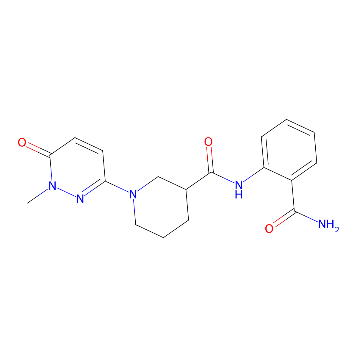 N-(2-carbamoylphenyl)-1-(1-methyl-6-oxo-1,6-dihydropyridazin-3-yl)piperidine-3-carboxamide molecular structure, CAS 1396687-00-5