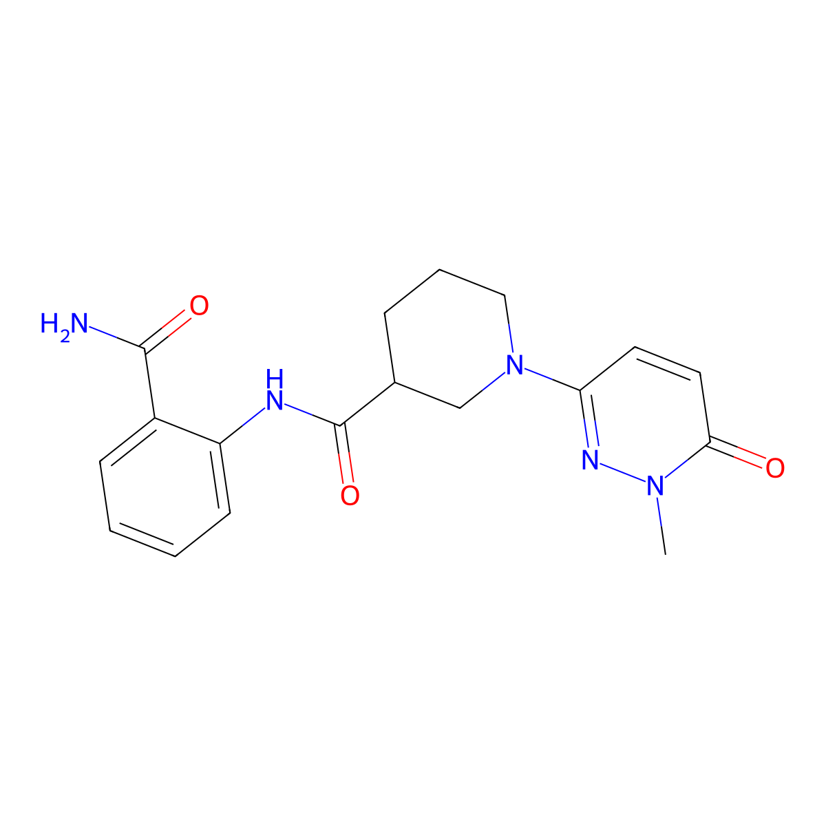 N-(2-carbamoylphenyl)-1-(1-methyl-6-oxo-1,6-dihydropyridazin-3-yl)piperidine-3-carboxamide molecular structure, CAS 1396687-00-5