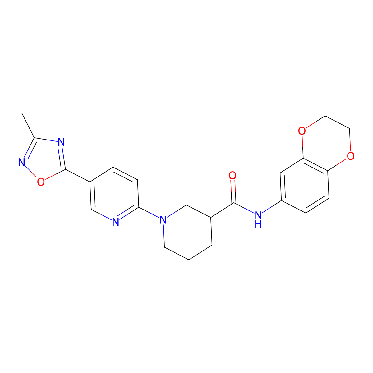 N-(2,3-dihydro-1,4-benzodioxin-6-yl)-1-[5-(3-methyl-1,2,4-oxadiazol-5-yl)pyridin-2-yl]piperidine-3-carboxamide molecular structure, CAS 1396687-05-0
