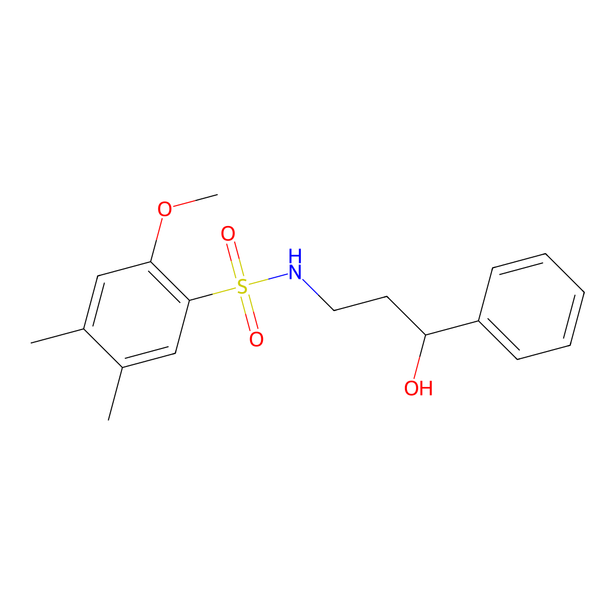 N-(3-hydroxy-3-phenylpropyl)-2-methoxy-4,5-dimethylbenzenesulfonamide molecular structure, CAS 1396687-23-2