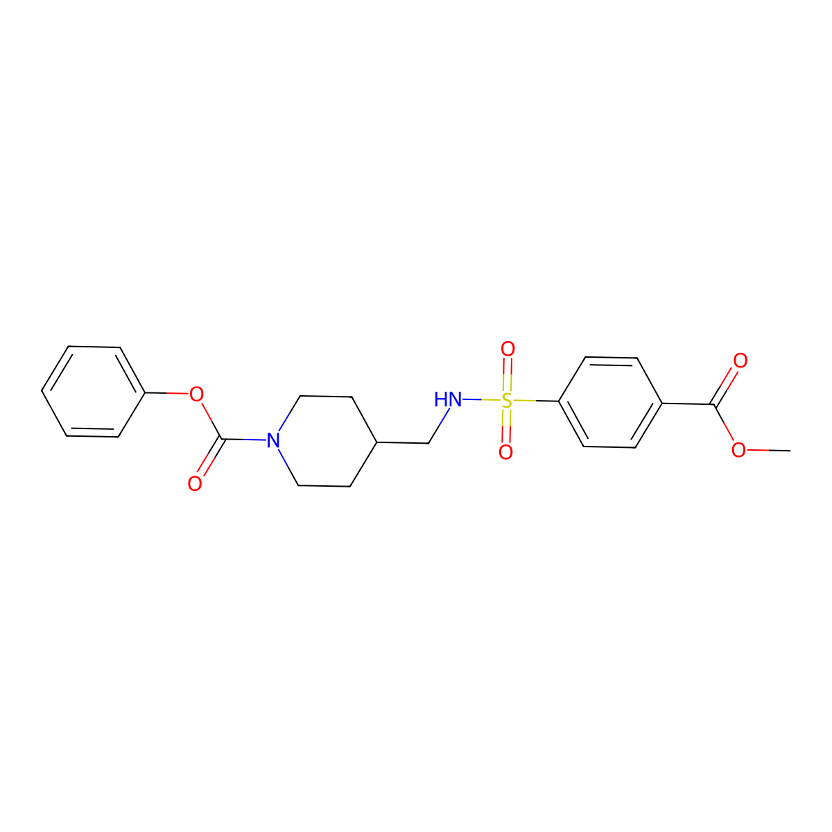 Phenyl 4-{[4-(methoxycarbonyl)benzenesulfonamido]methyl}piperidine-1-carboxylate molecular structure, CAS 1396687-24-3
