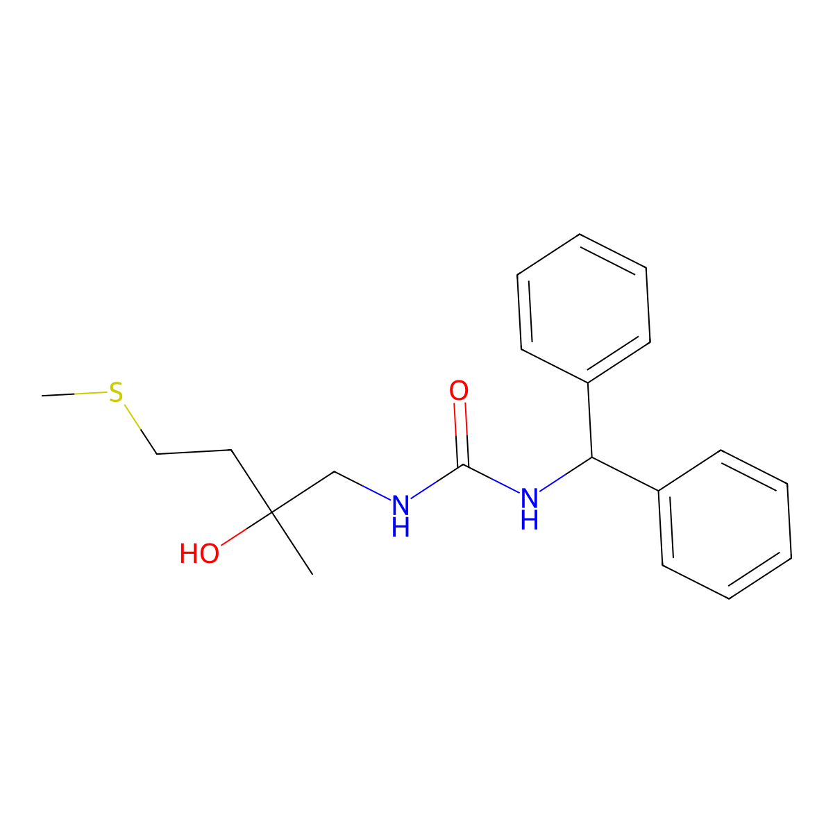 1-Benzhydryl-3-(2-hydroxy-2-methyl-4-(methylthio)butyl)urea molecular structure, CAS 1396687-26-5