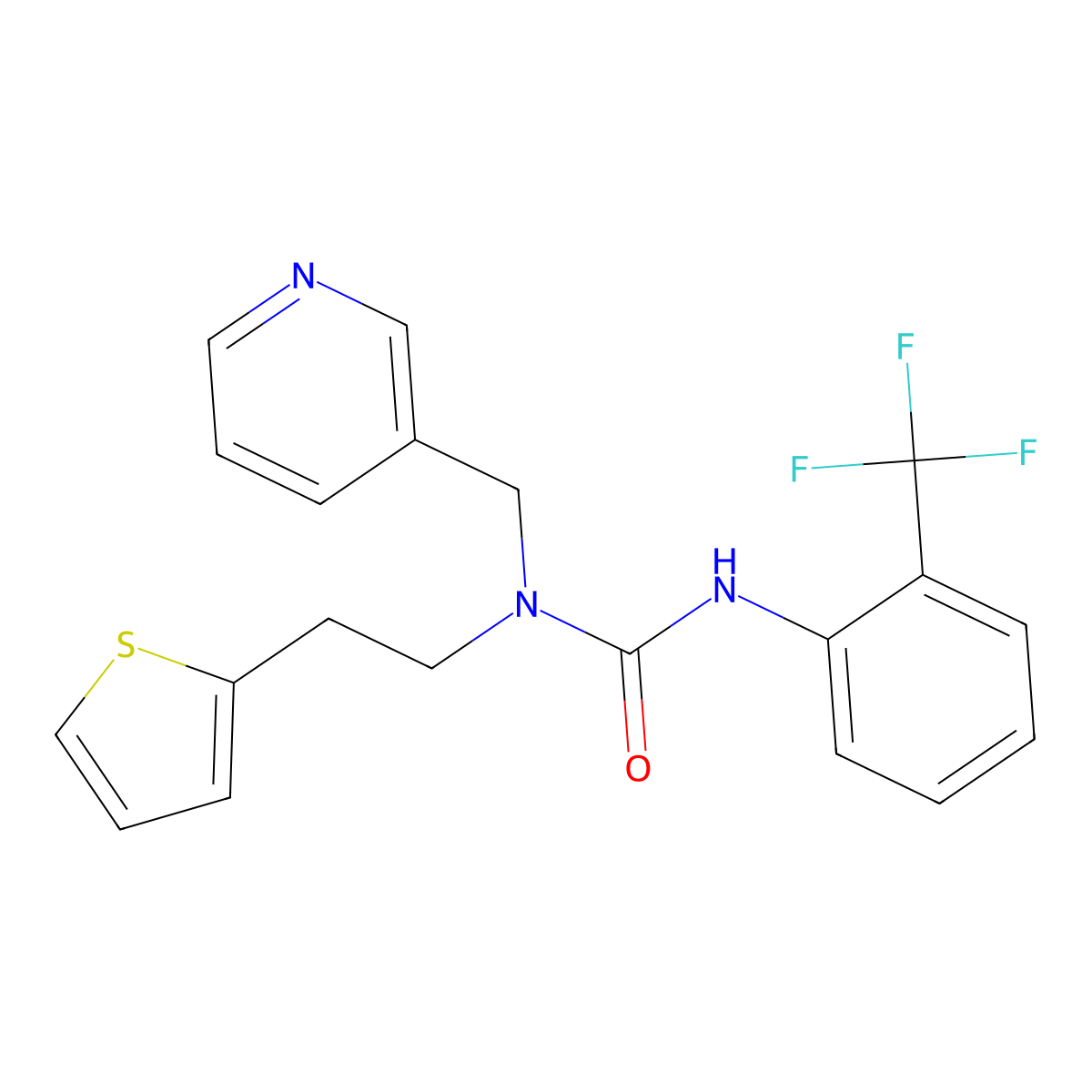 1-(Pyridin-3-ylmethyl)-1-(2-(thiophen-2-yl)ethyl)-3-(2-(trifluoromethyl)phenyl)urea molecular structure, CAS 1396687-31-2