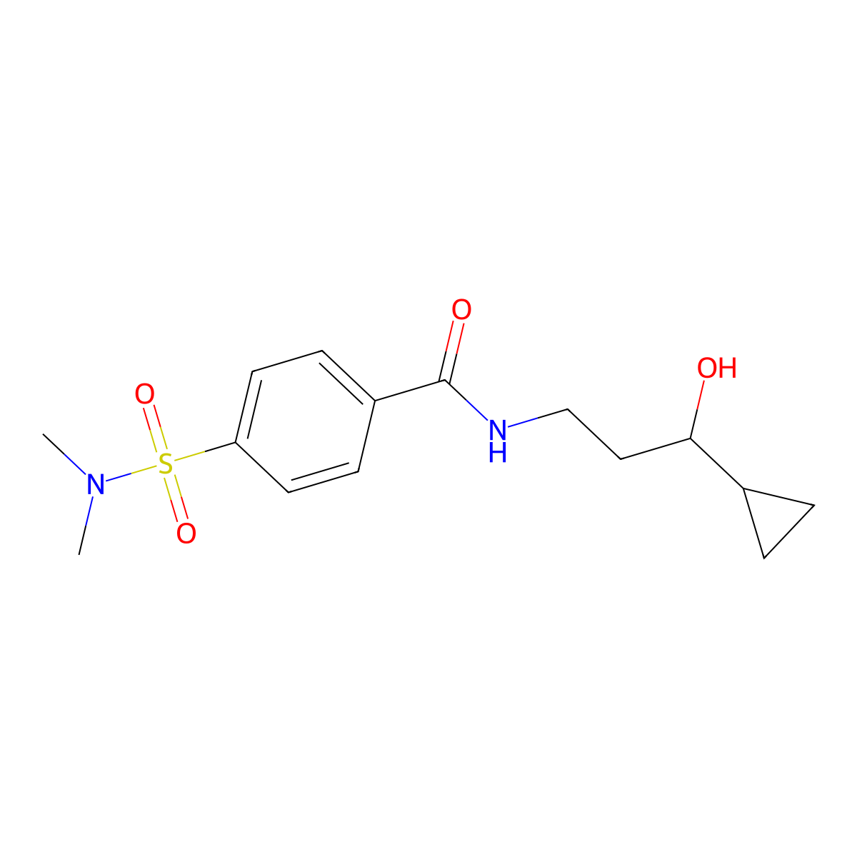 N-(3-cyclopropyl-3-hydroxypropyl)-4-(dimethylsulfamoyl)benzamide molecular structure, CAS 1396687-32-3