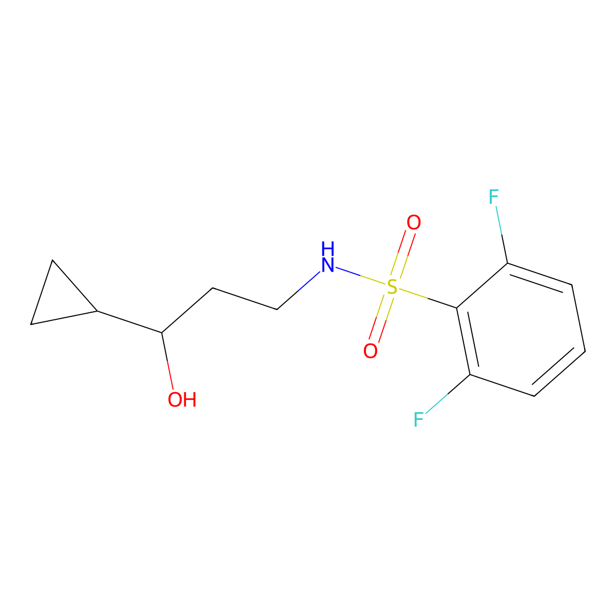 N-(3-cyclopropyl-3-hydroxypropyl)-2,6-difluorobenzenesulfonamide molecular structure, CAS 1396687-36-7